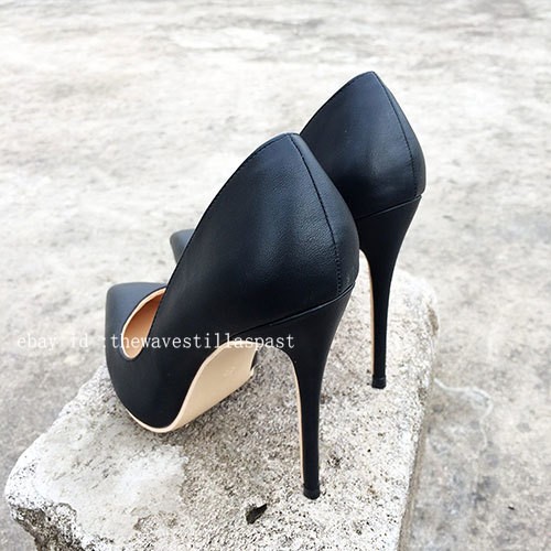 Solid Color Women Sexy Pointed Toe Pumps Ultra High Thin Stiletto Heels Shoes