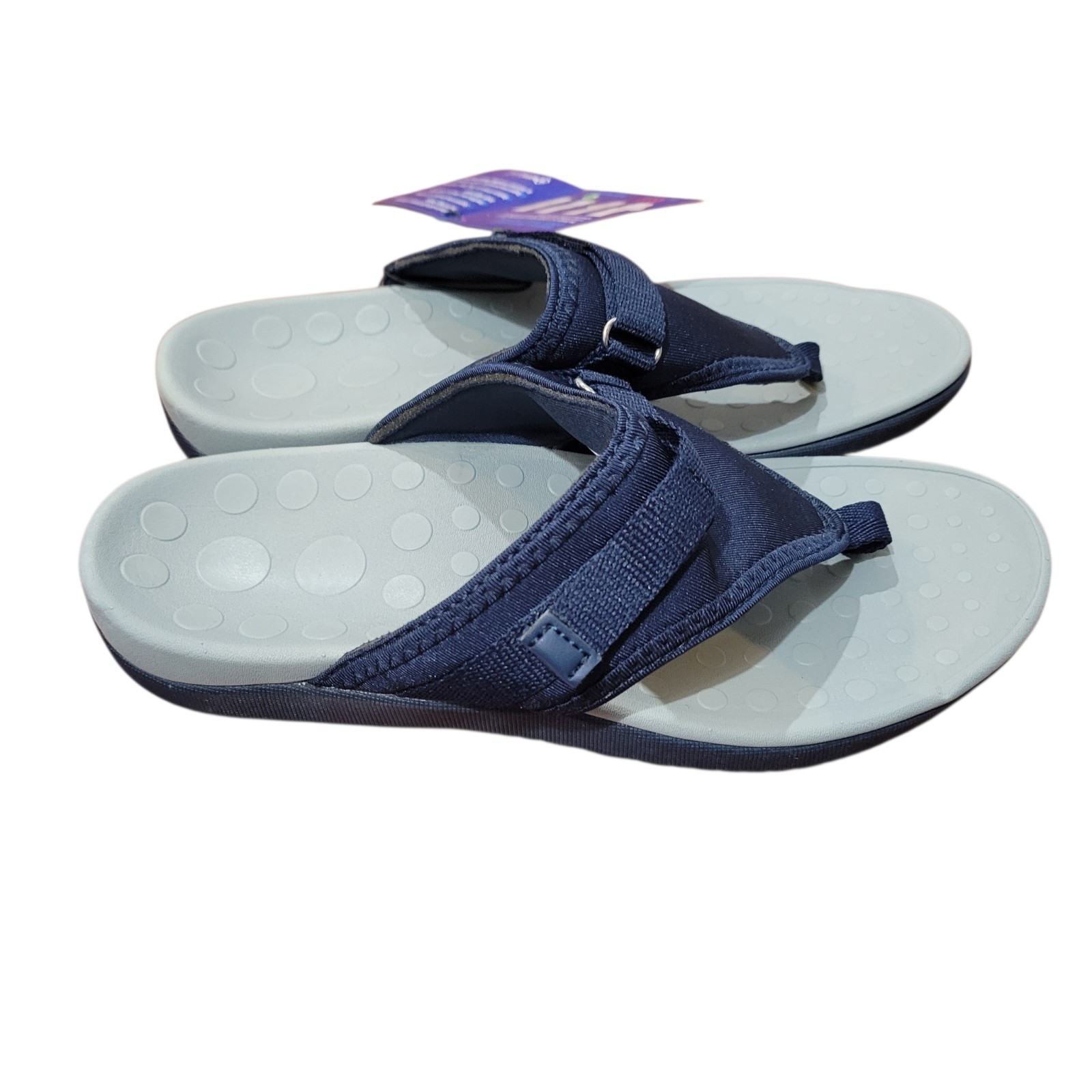 Medical Soles Orthotic Flip Flops Navy Adjustable Thong Sandals Sz 8