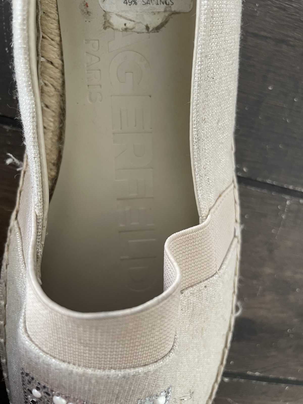 Karl Lagerfeld Cream Studded/Pearl Espadrilles Womens Slip On Shoes Size 9.5 M