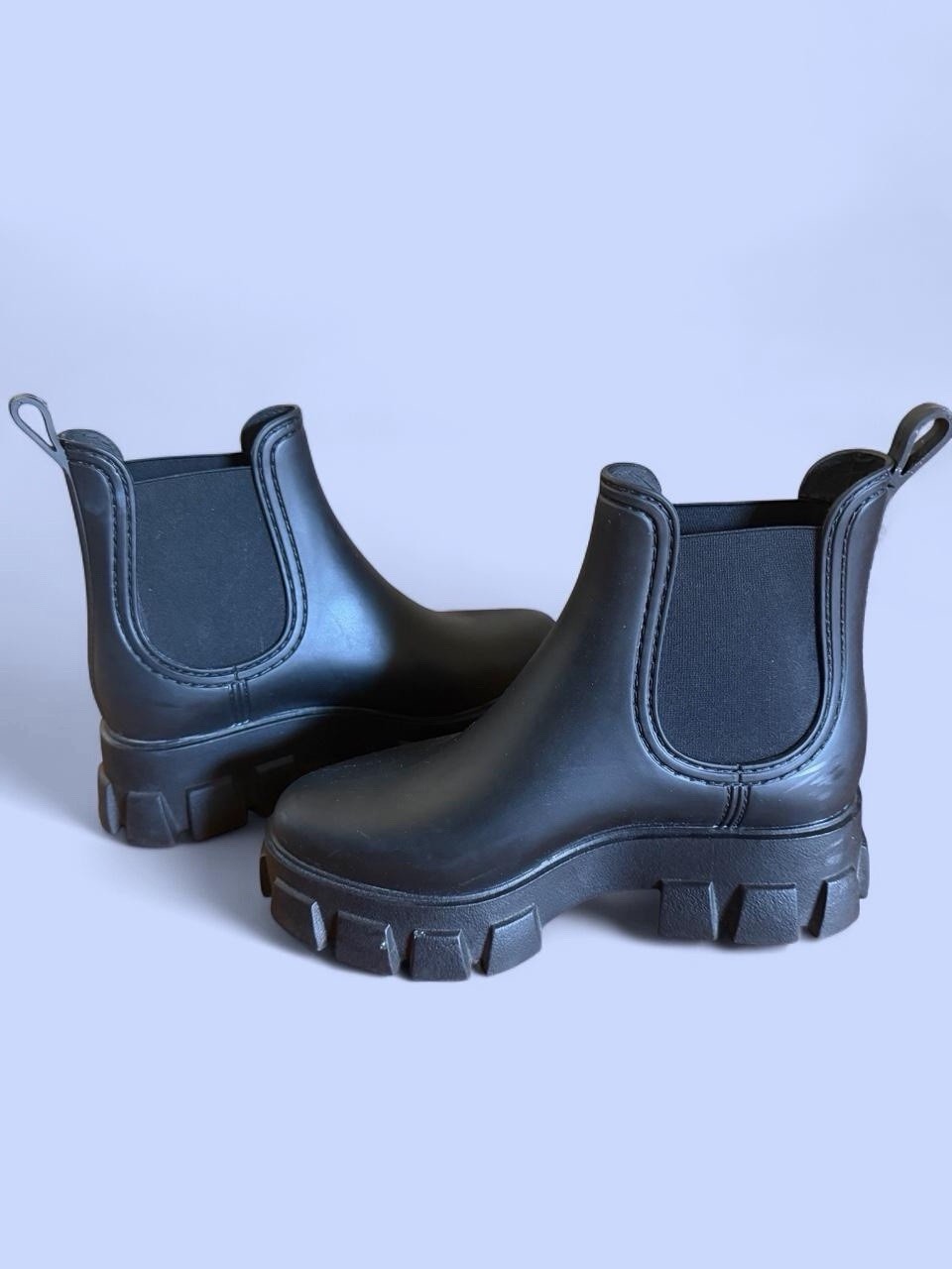 Jeffrey Campbell Rain Storm Matte Black Chunky Rain Boots Size 7