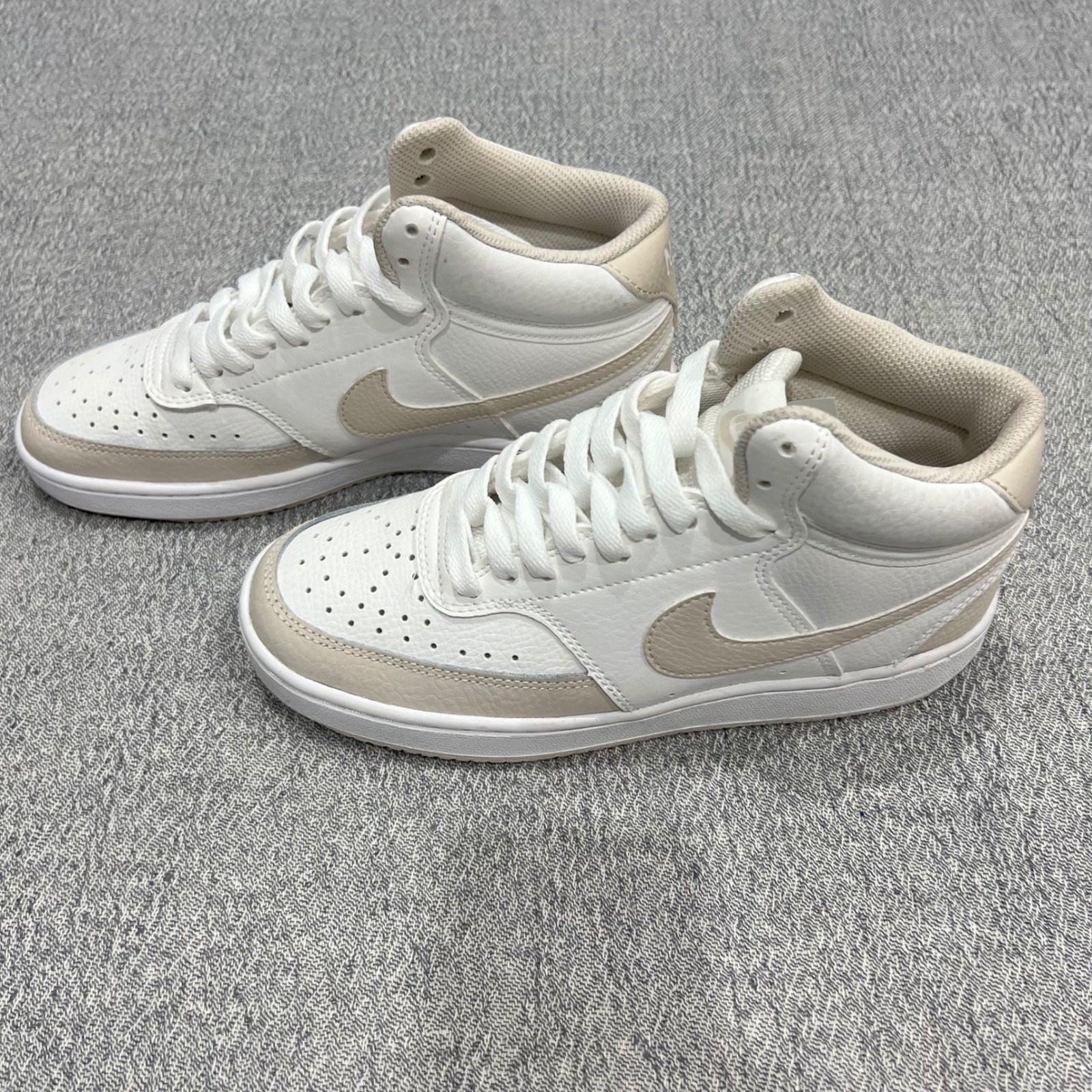 Nike Court Vision Mid White Light Orewood Brown Women Size 7 CD5436-106 Sneakers