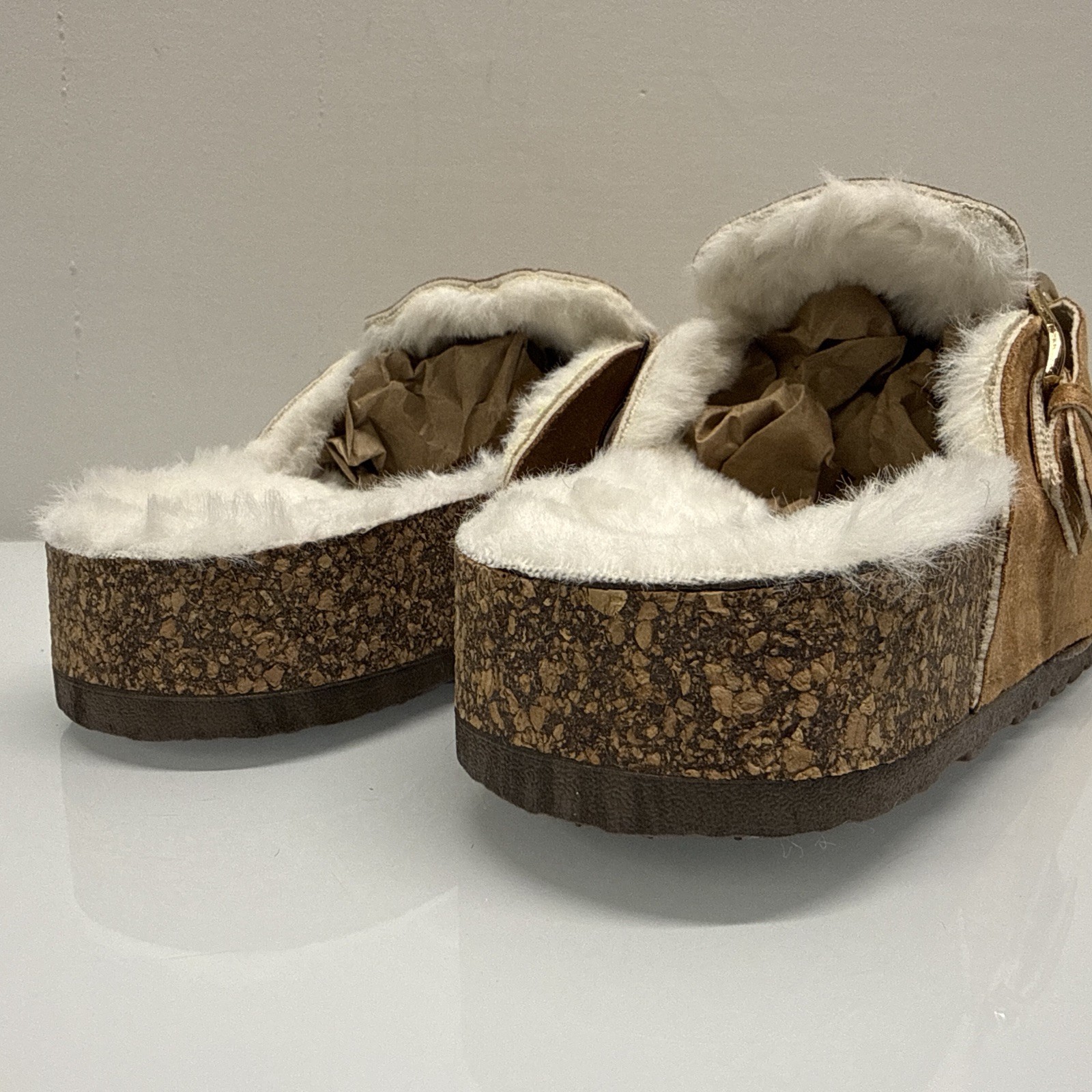 Streetwear Society Suede Fur Comfort Slip-On Mules Fashion Clogs Women’s Size 8