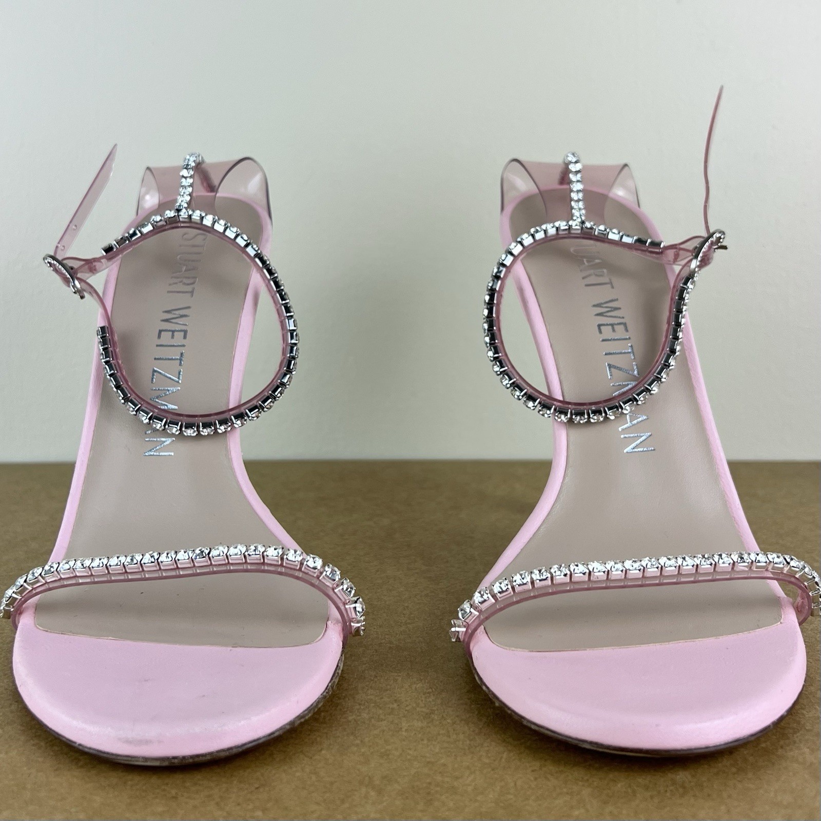 $595 NEW STUART WEITZMAN PINK CRYSTAL EMBELLISHED HEELS 7.5