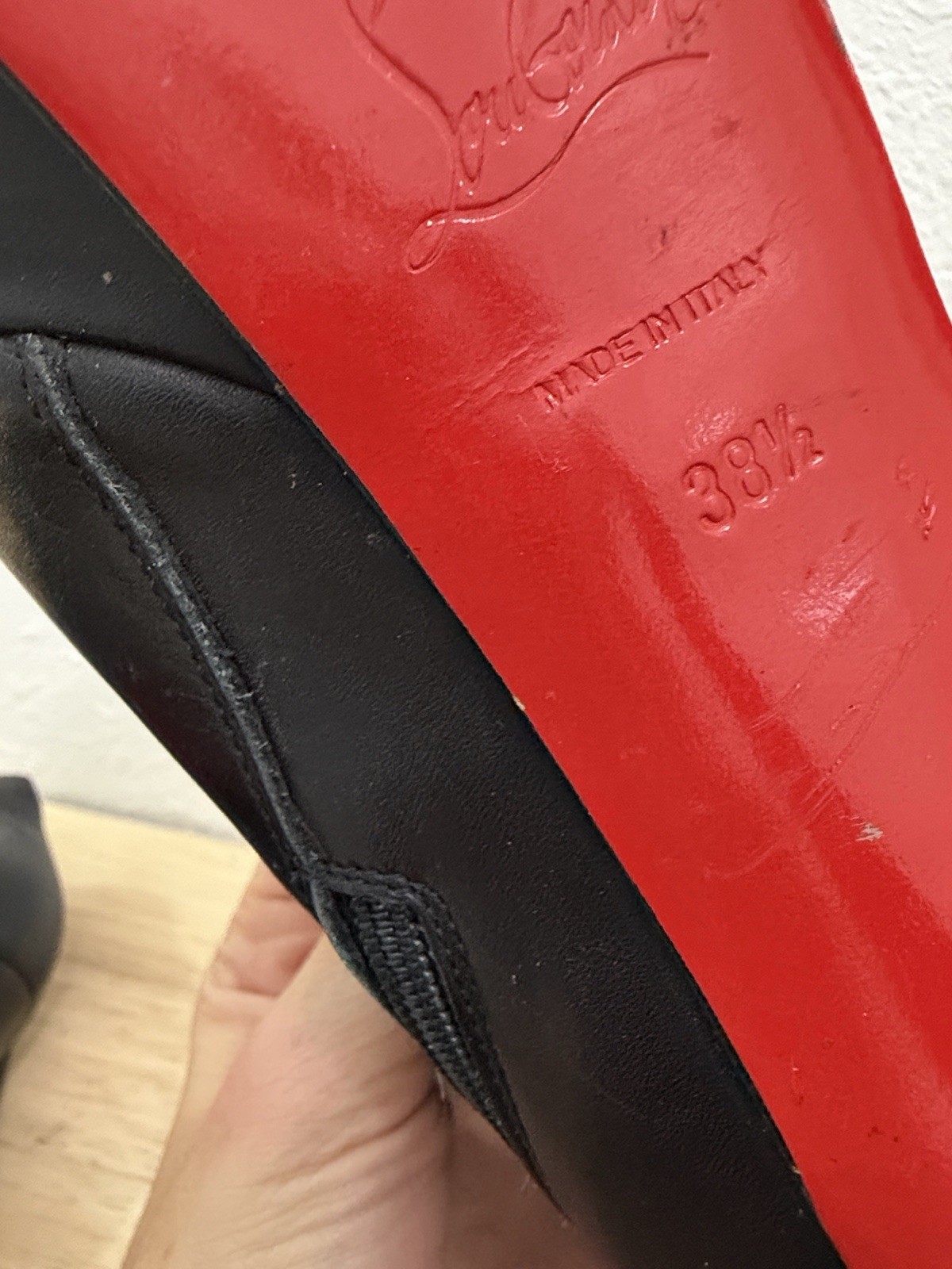 Christian Louboutin Black Leather Knee High Platform Zip Boots US 8.5 EU 38.5