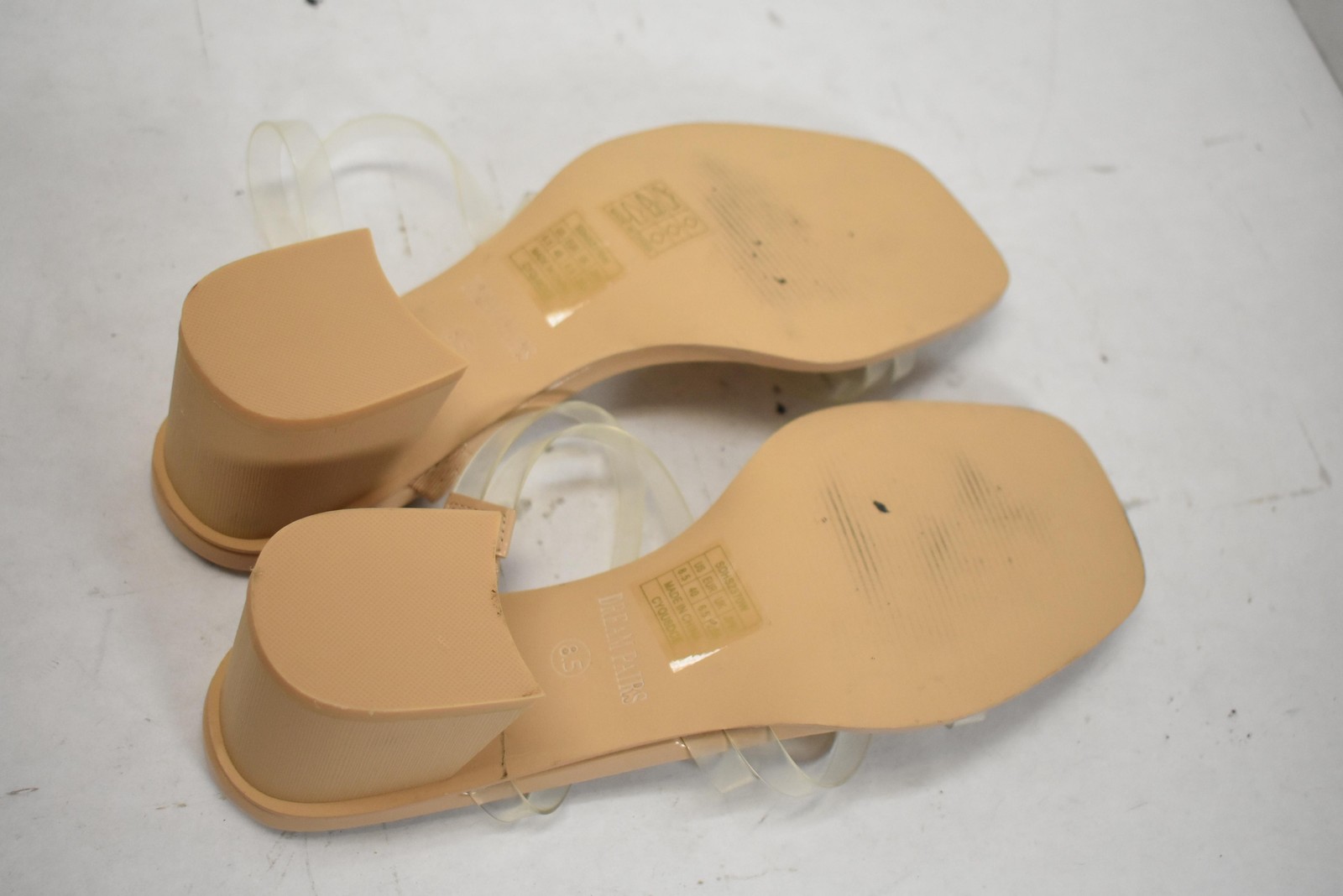 Dream Pairs Sandals Womens Size 8.5 Nude Clear Strap Block Heel Mules Shoes