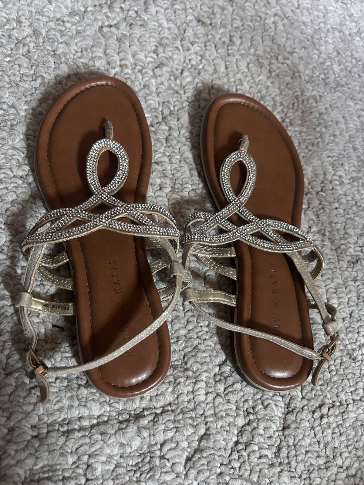KELLY & KATIE Womens’ Gold Braided Sandals Shoes Size 8