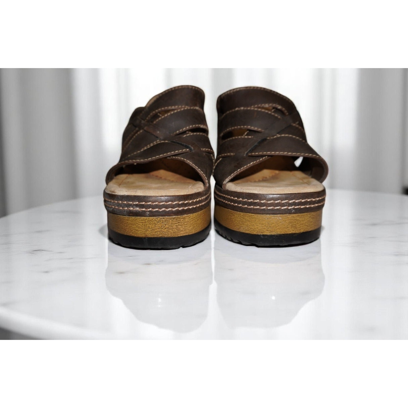 Vintage Y2K Lower East Side Chunky Platform Mule Heels Womens 10