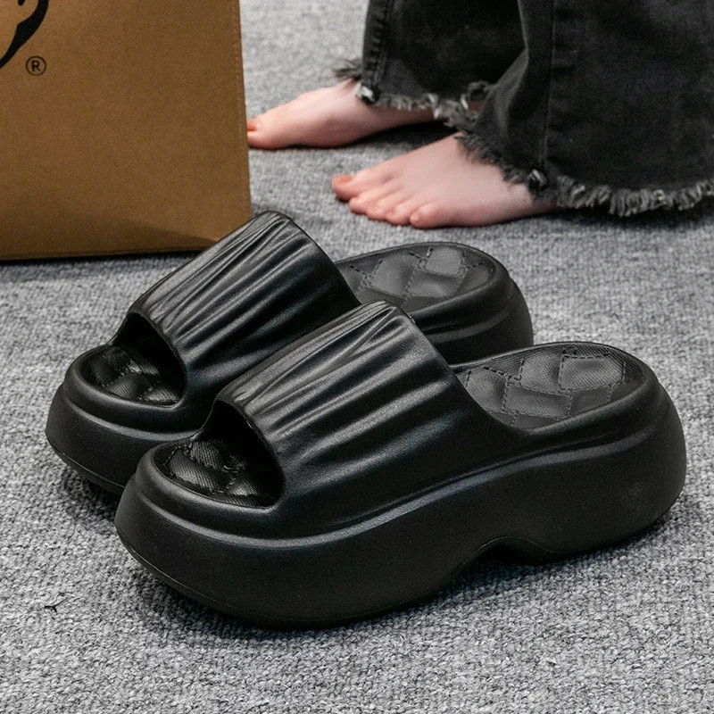 7cm High Heels Thick Bottom Slippers Women Summer 2026 Chunky Platform Eva Sole