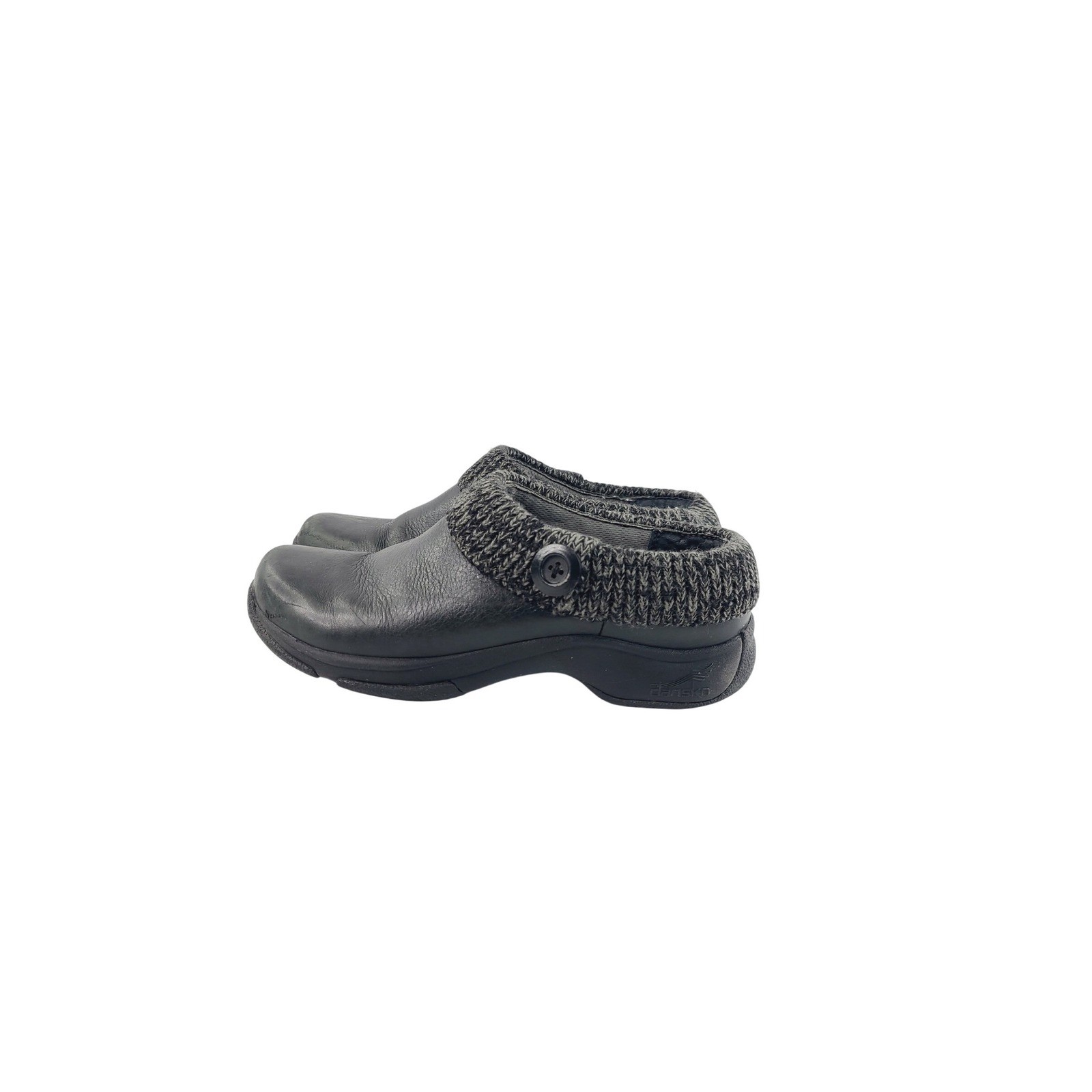 Dansko Round Toe Leather Upper Synthetic Sole Slip-On Clogs Women Size 9 Black.