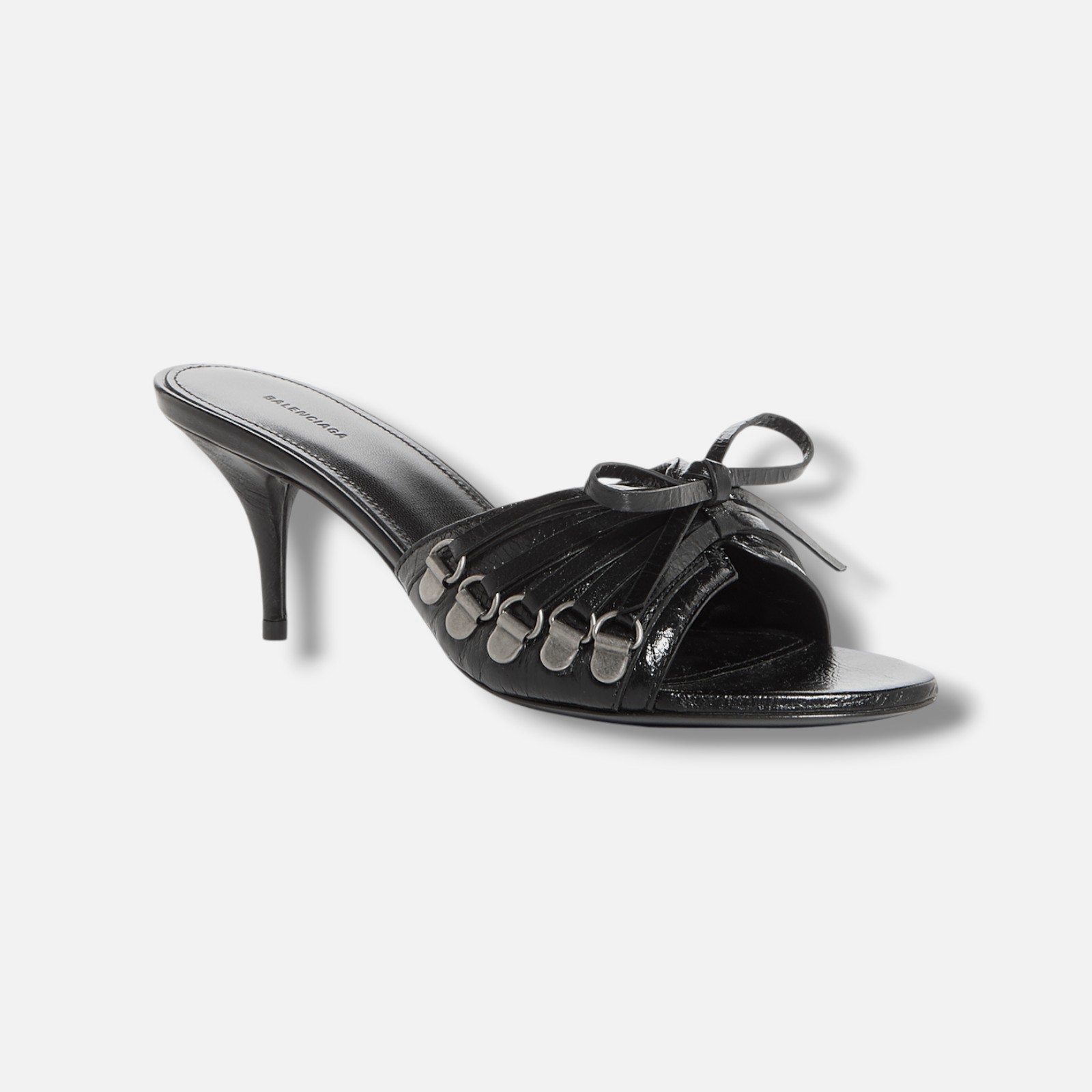 Balenciaga Women’s Black Cagole High-Heel Slide Sandal Shoes Size EU:36.5 US:6.5