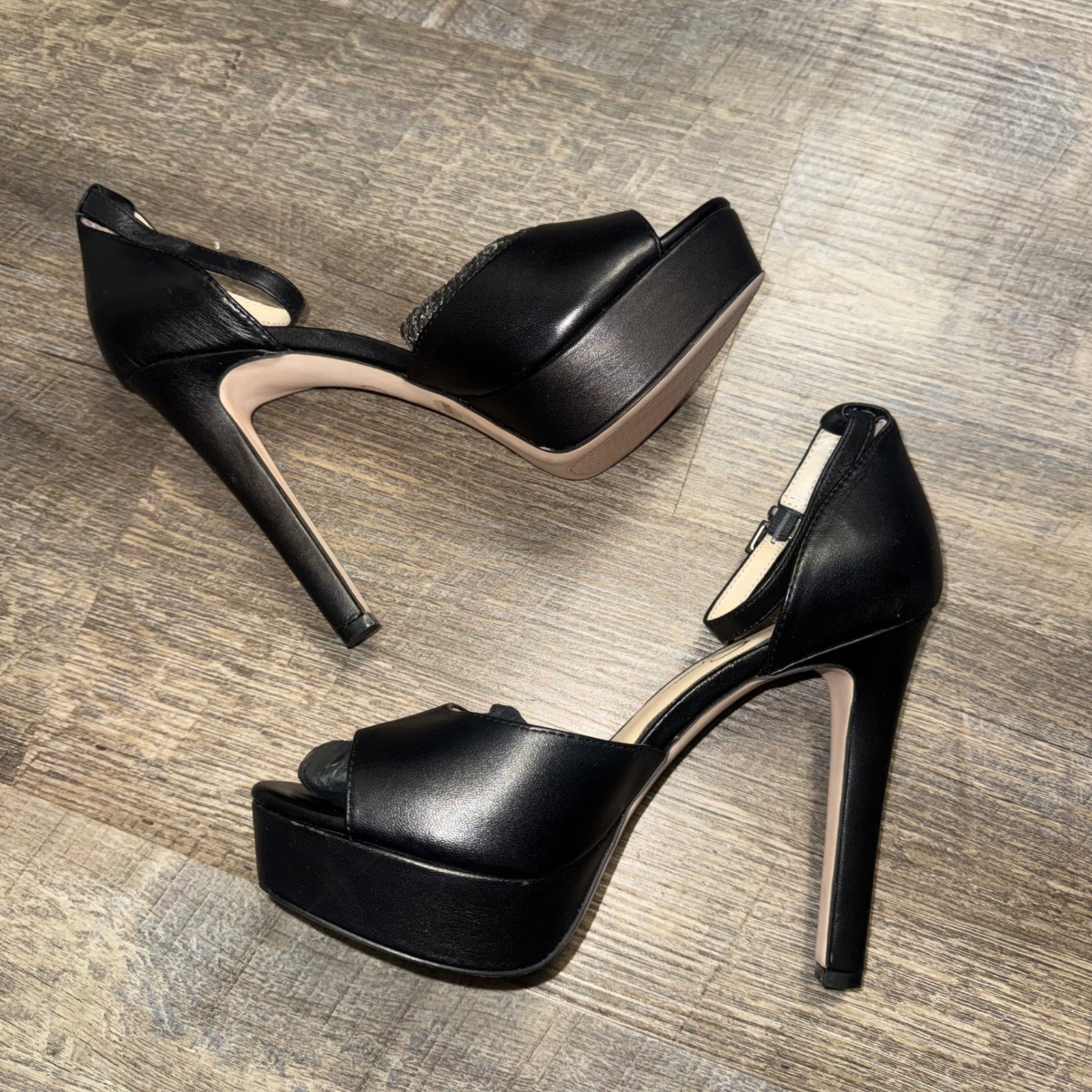 Jessica Simpson Beeya Platform Heels Black Ankle Strap Sandals Women’s 9.5 NWOT