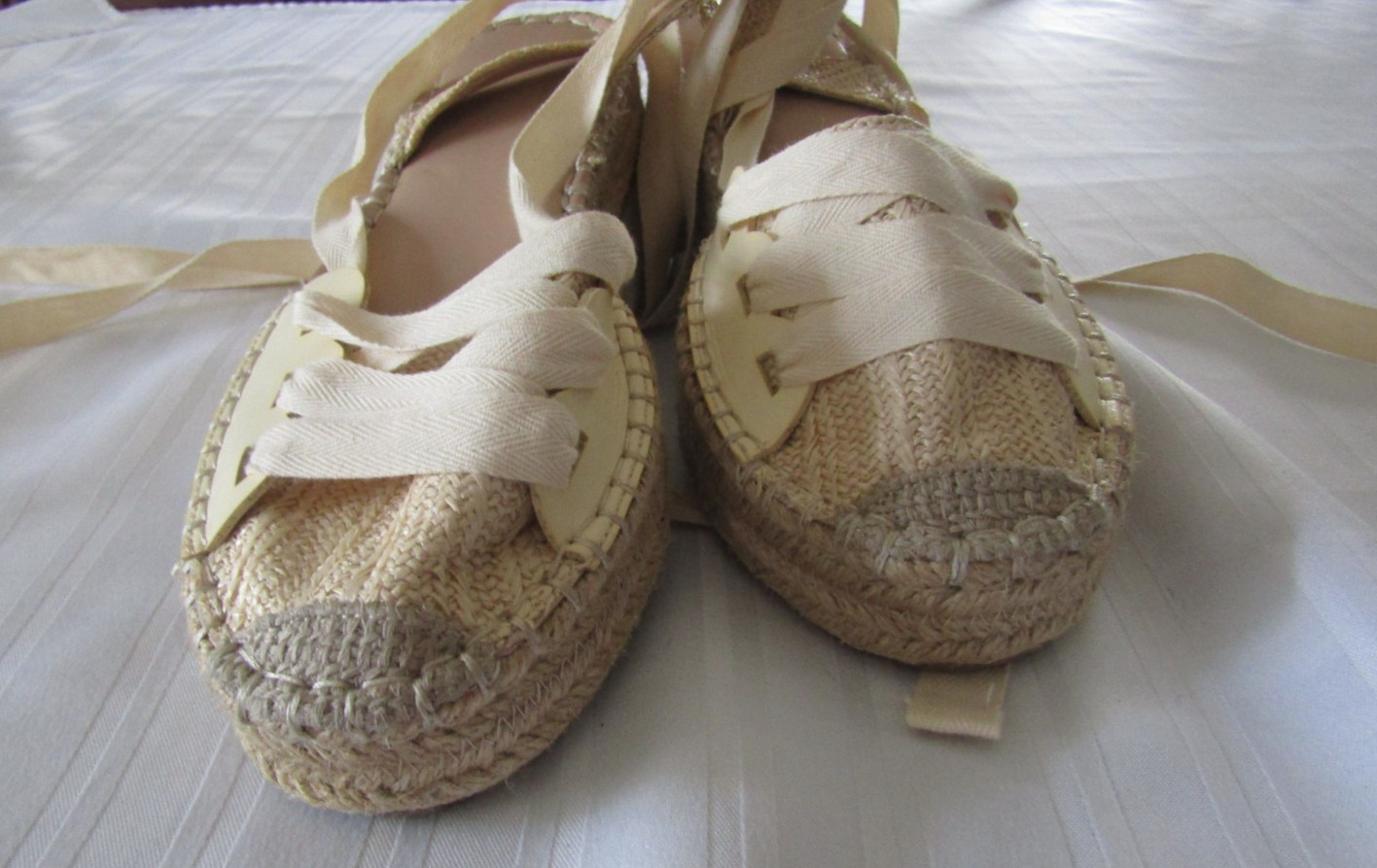 Womens JustFab Shirley Espadrilles Ankle strap Sandals/Natural 10 Ecofriendly