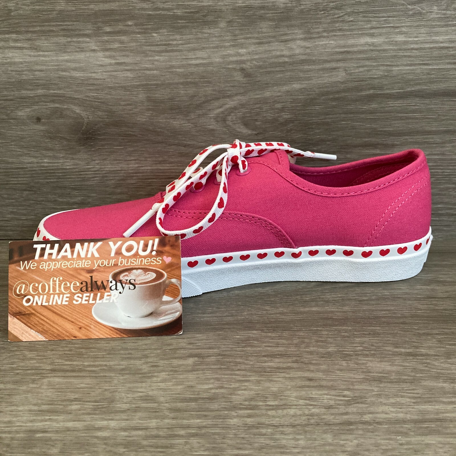 Vans Authentic Heart Foxing Pink Red White Size 6 Women’s New With Box NWB