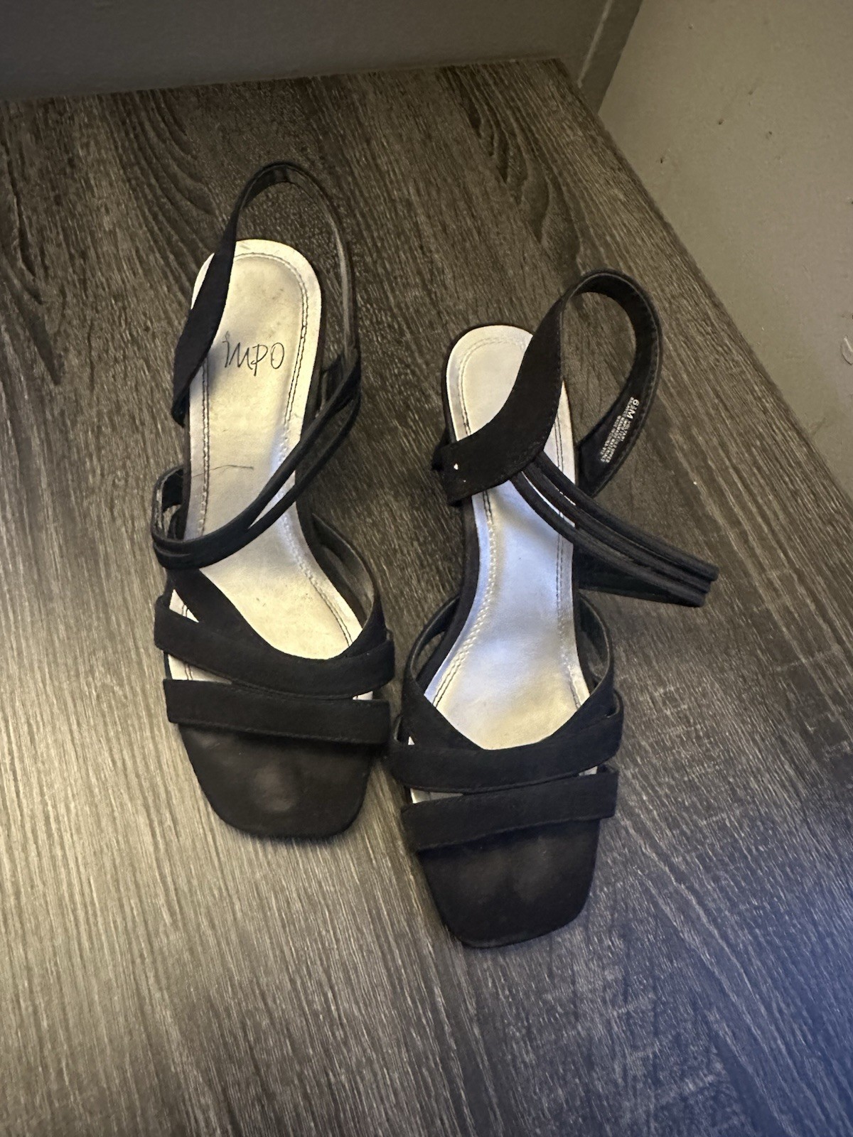 MPO Women’s Black Strappy Slingback Heels Size 6.5M Dress Sandals Evening Shoes
