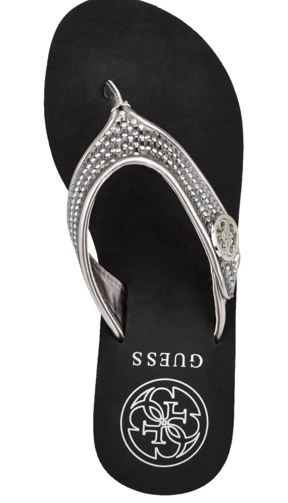 GUESS Women’s Gwsarraly ~ 3″ EVA wedge heel ~ Black/Silver ~ Size 9
