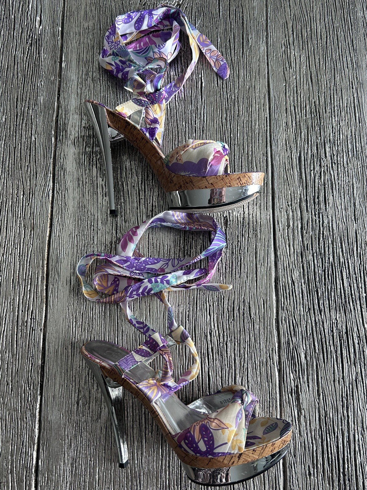 janni &Janni women high heel tie up stiletto platform shoes multicolor size 9
