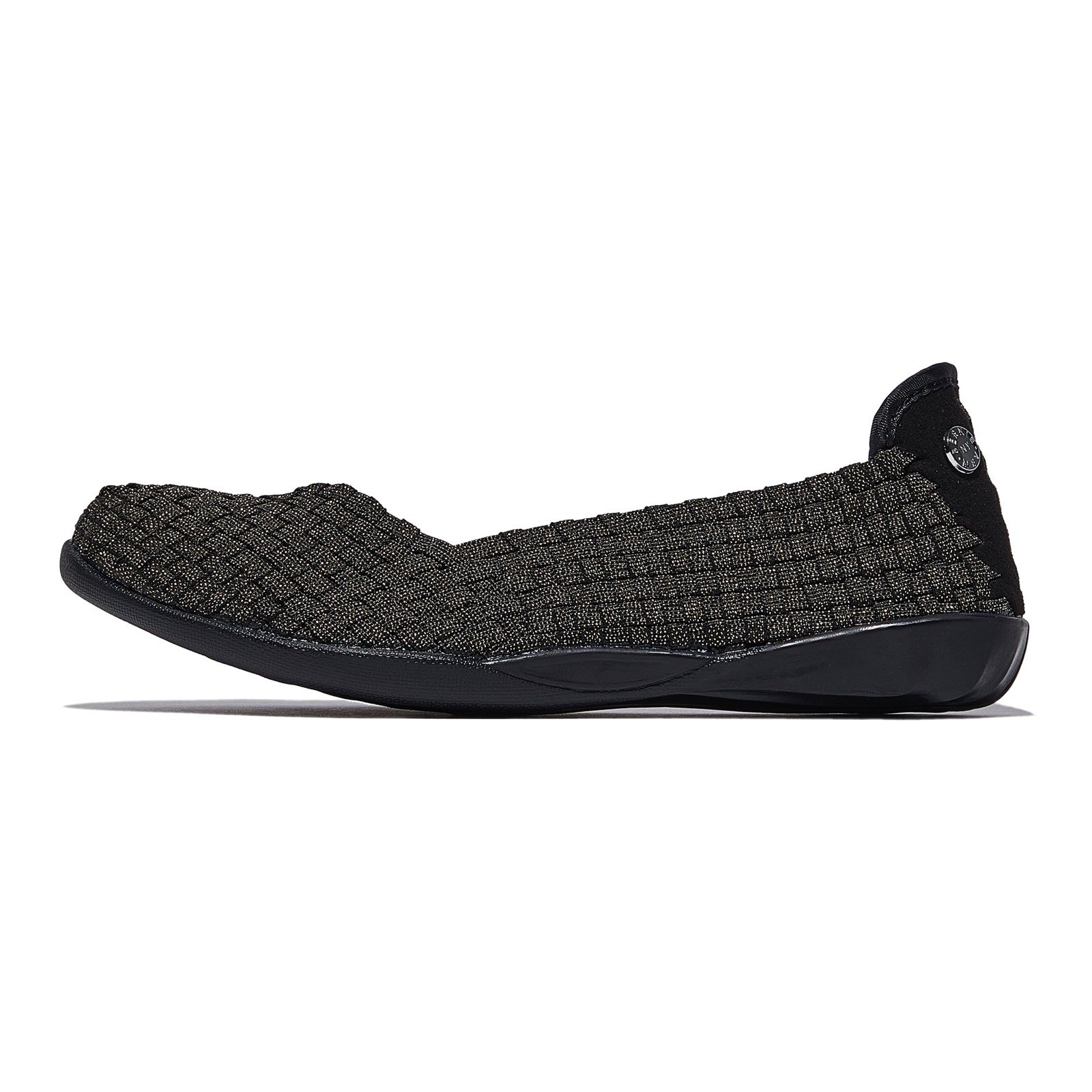 NEW Bernie Mev Catwalk Womens Size 39 / 8 US Black Shimmer Stretch Knit Flats