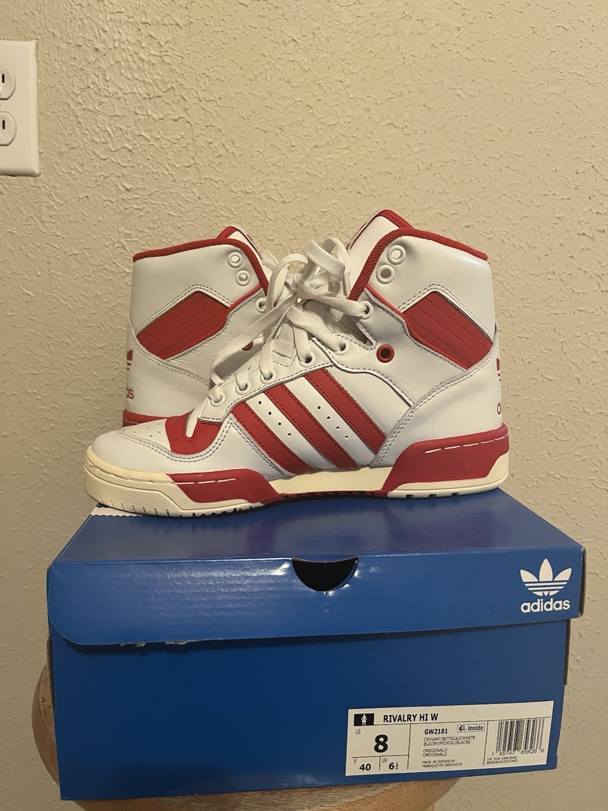 adidas Originals Rivalry Hi GW2181 White/Red Colorblock Leather High Top