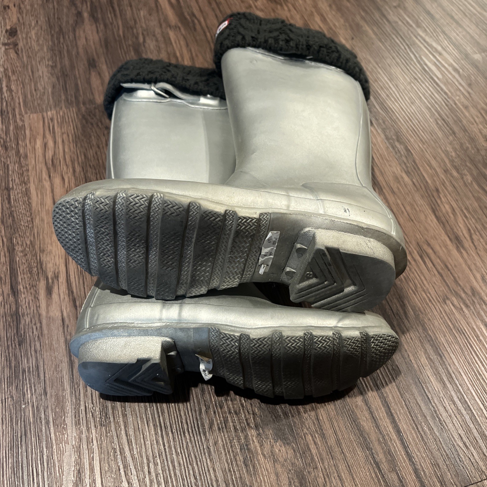 Hunter hohe Regenstiefel silber metallic Gummi Größe Size 5-6