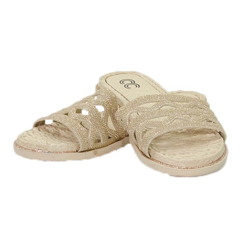 Women’s Summer Sandals Glitter Flat Slipper Slides Slip-On Sequin Beach Shoes