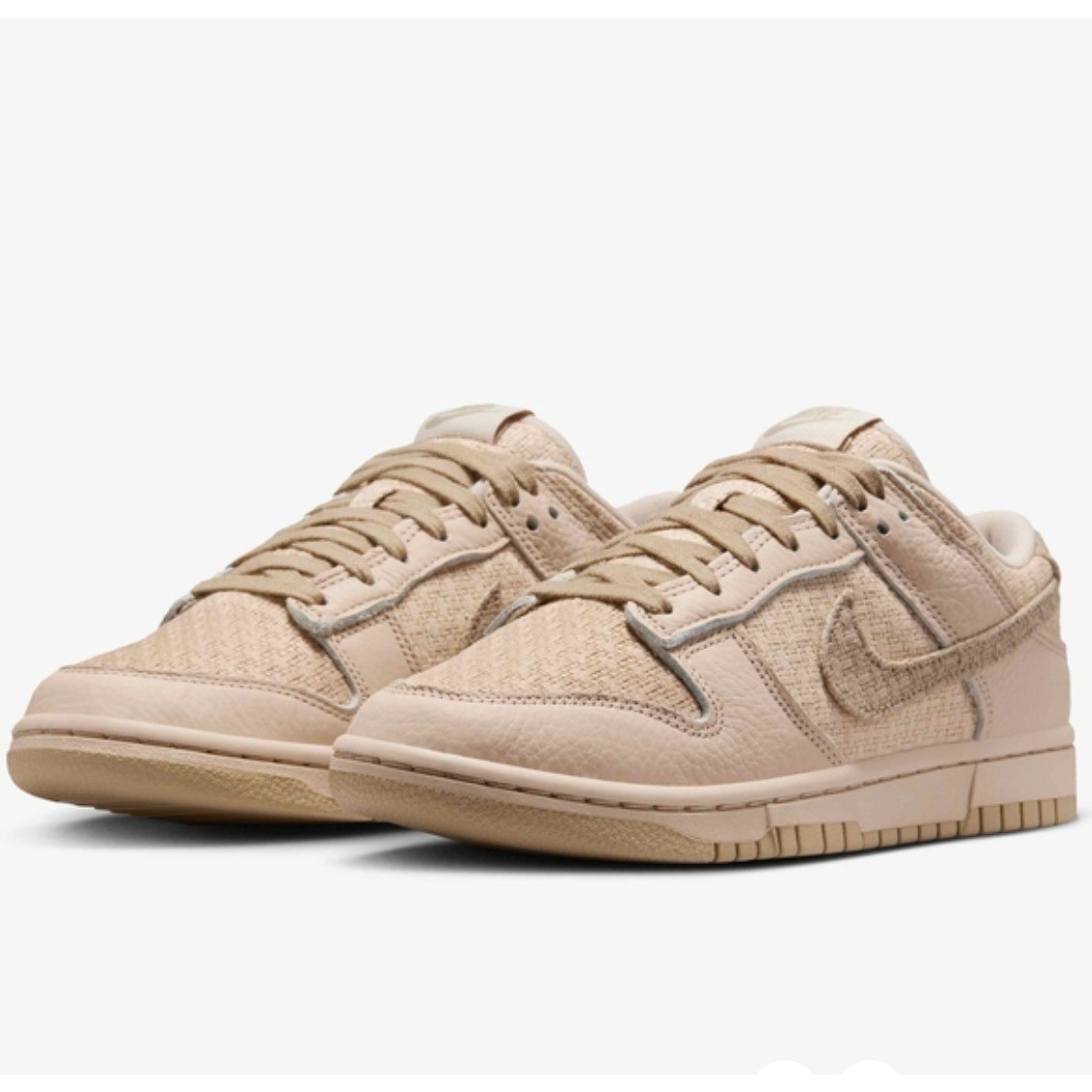 Nike Size 9.5 Dunk Low SE Women Beige Textile Leather Sneakers Shoes