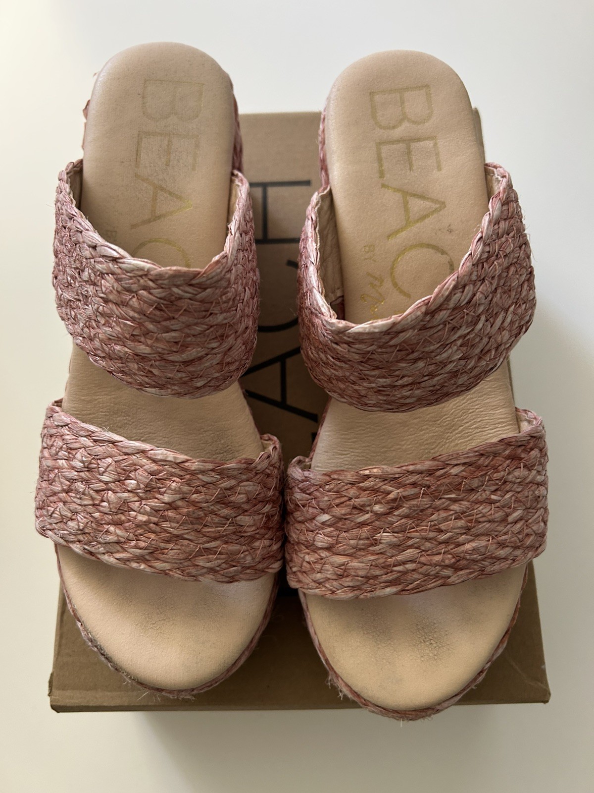 BEACH BY MATISSE OCEAN AVE ESPADRILLE SLIDE SANDALS ROSE WOMENS SZ 9
