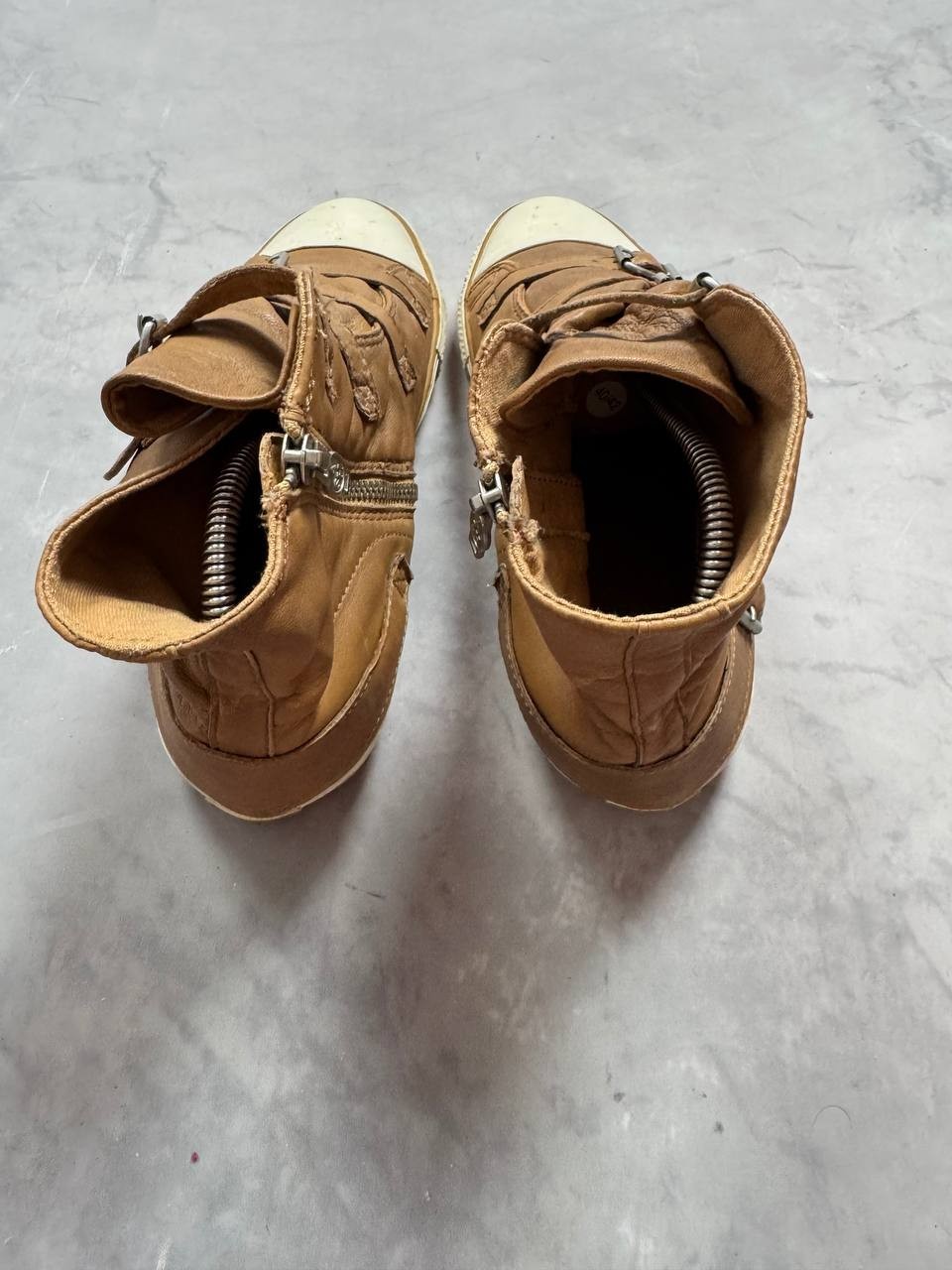 ASH Limited Brown Leather High Top Sneakers Buckle Strap Zip Women EU 40