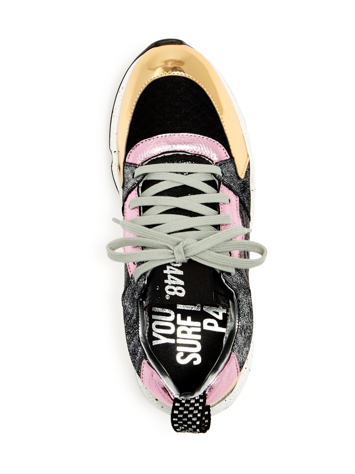 P448 Womens Pink Speckled Pull Tab Alex Round Toe Wedge Athletic Sneakers 36