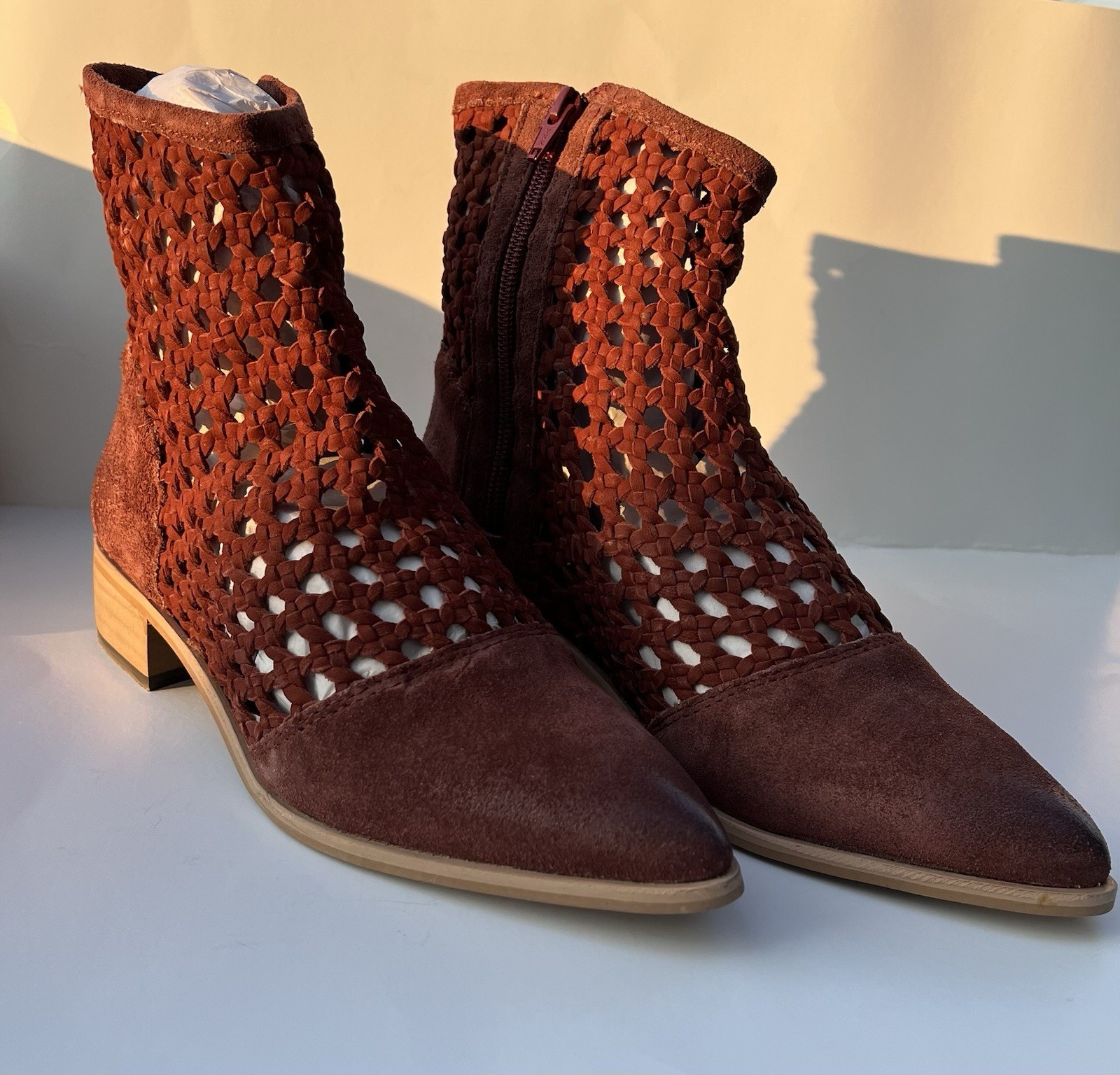 NEW Rebels Women Pumpkin Suede Woven Cutout Ankle Boots SZ: 9 (8.5)