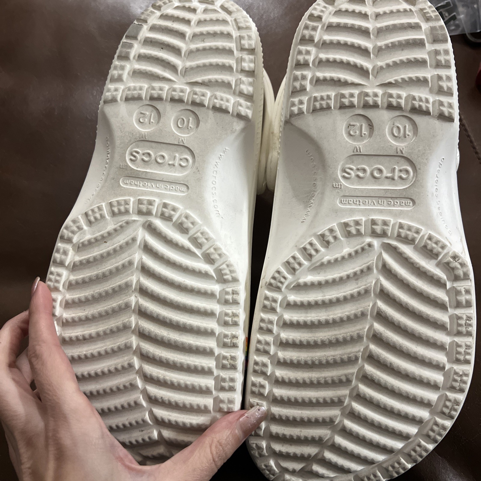 Crocs Platform Classic Crocband White/Rainbow Band Pride Clogs Men 10/ Women 12