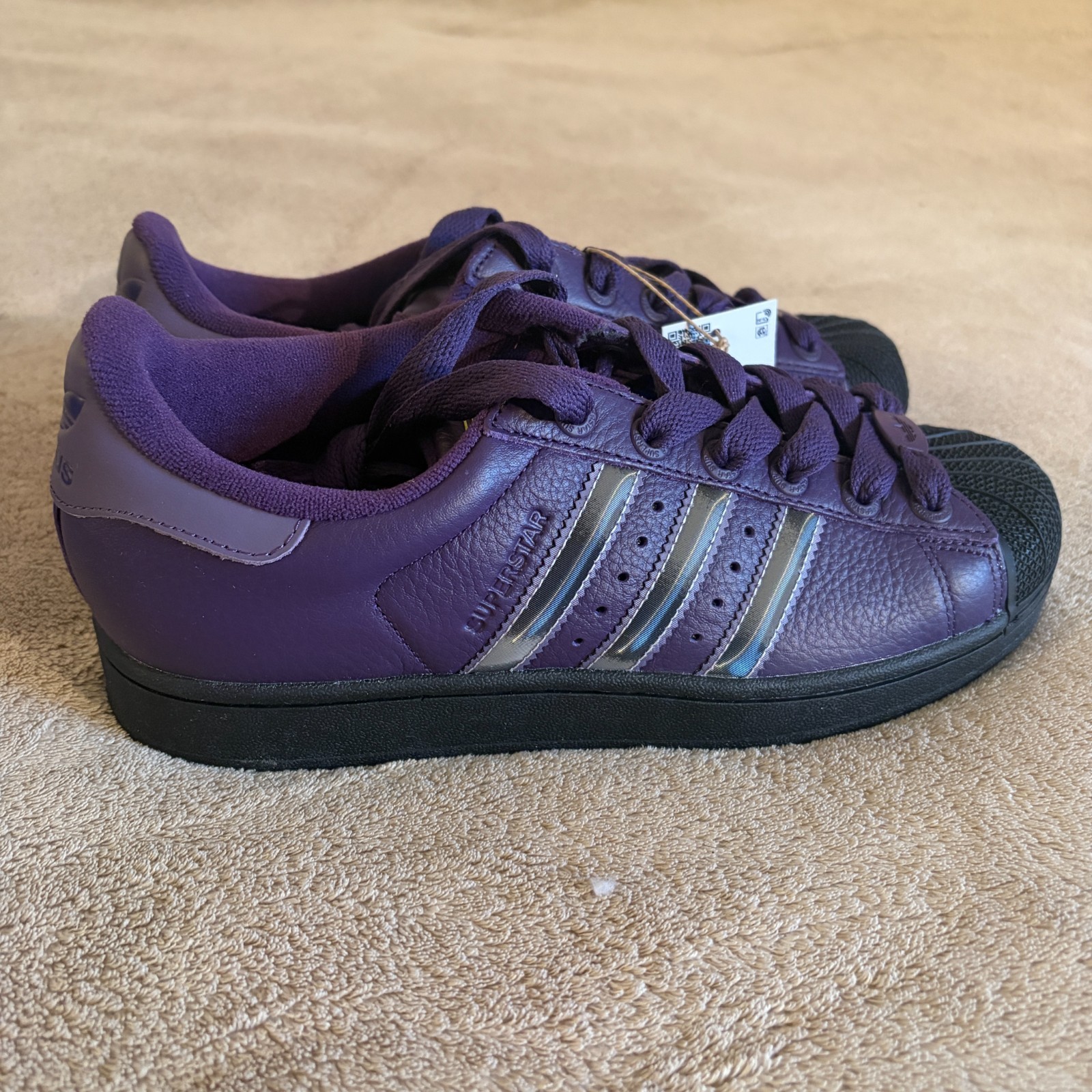 Adidas Superstar II Womens Size 7.5 Purple/Black Leather Sneakers JQ6468