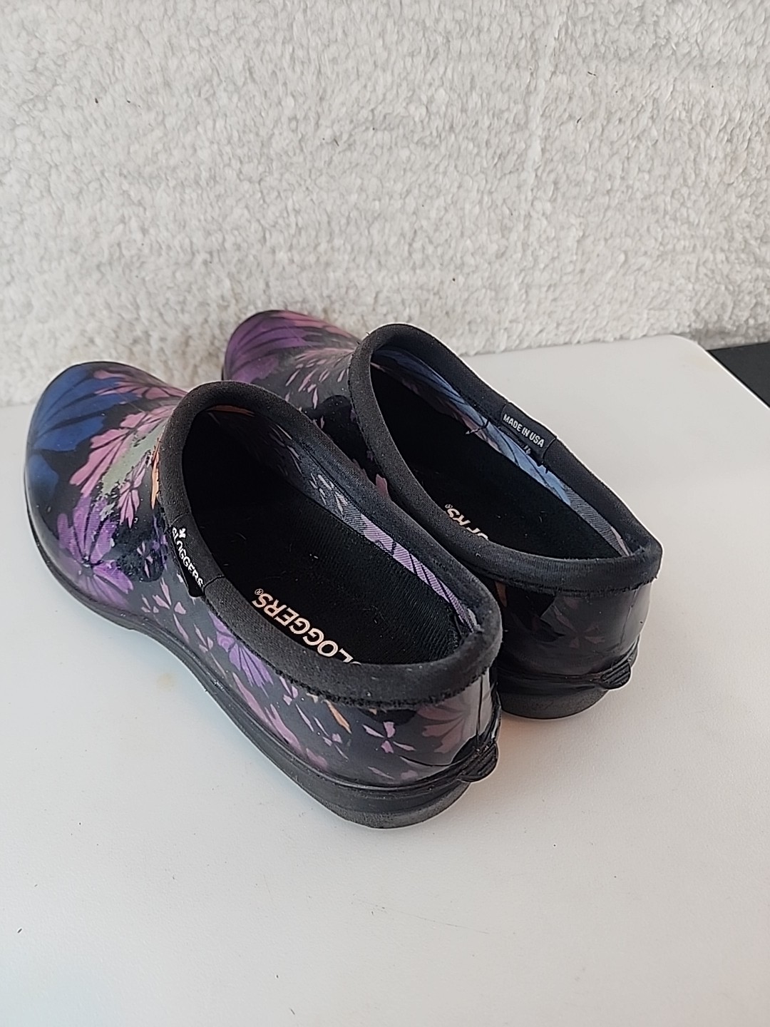 Sloggers Women’s Sz 9 Black & Floral Gardening Rain Slip On Shoes Clogs