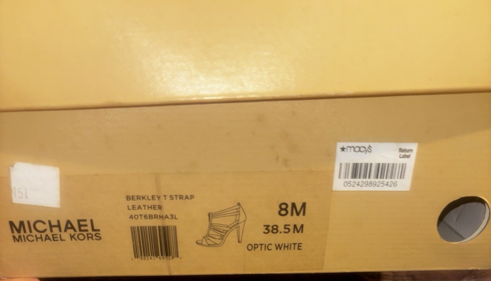 Michael Kors Women’s White Leather Strappy Open Toe Zip Stiletto Heels US 8M