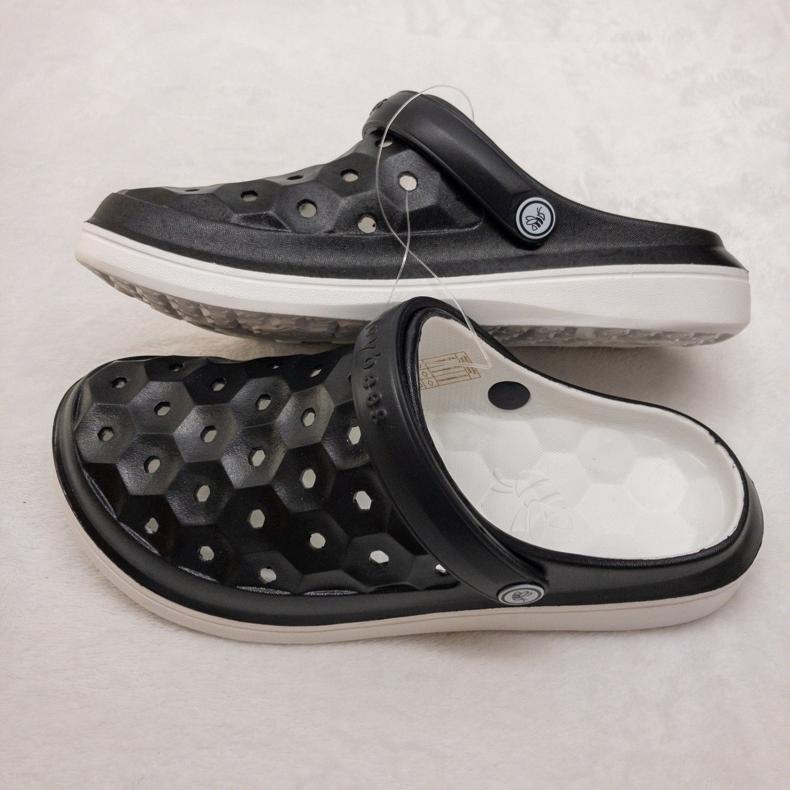 Joybees Varsity Clogs Womens Size 8 Black White Two Tone EVA Slip On New