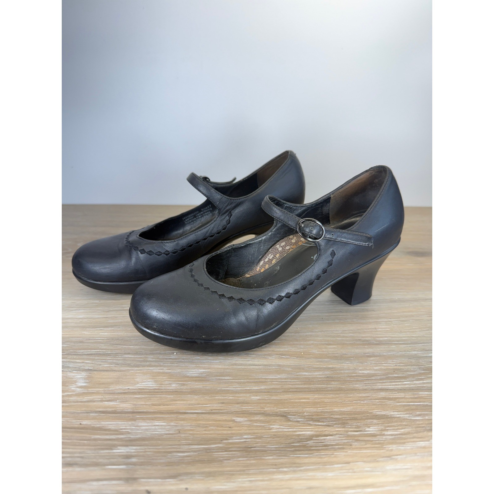 Dansko Mary Jane Heel Clogs Black Leather 37 Normcore Workwear Y2K 3401020200