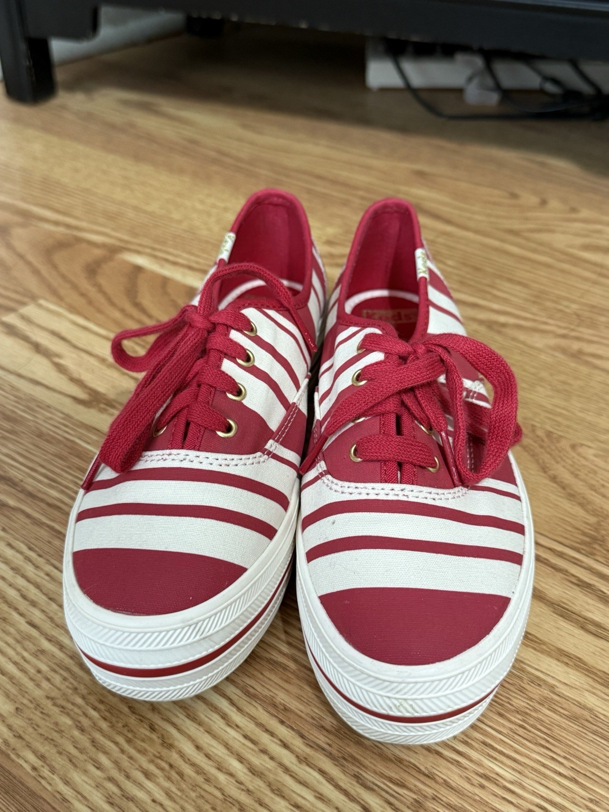 Keds x kate spade new york Red/White Striped Canvas Low Top Sneakers WF54493M