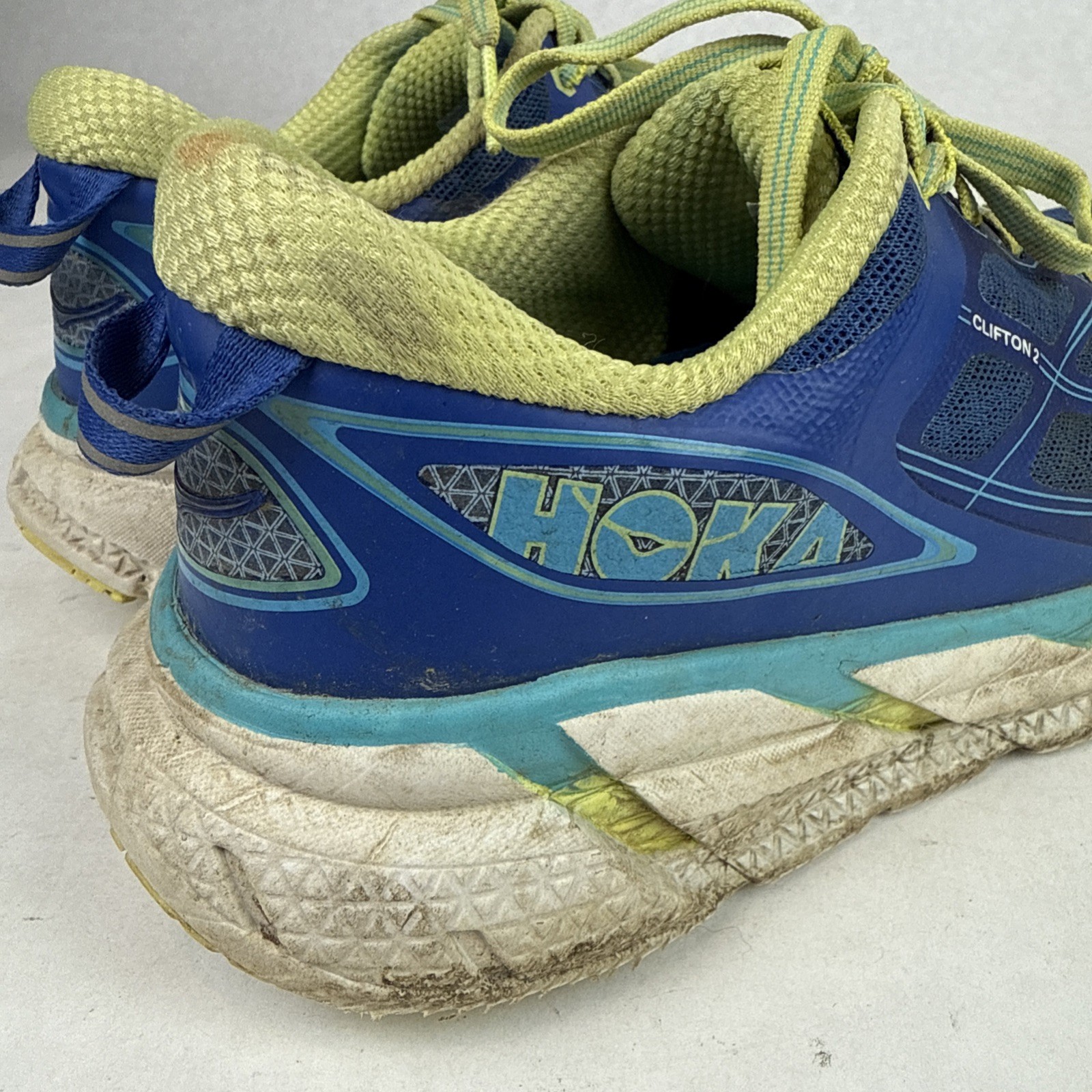 Hoka One One Clifton 2 Shoes Blue Yellow Women’s Size 7/EU 38 2/3 Road Runner Lt