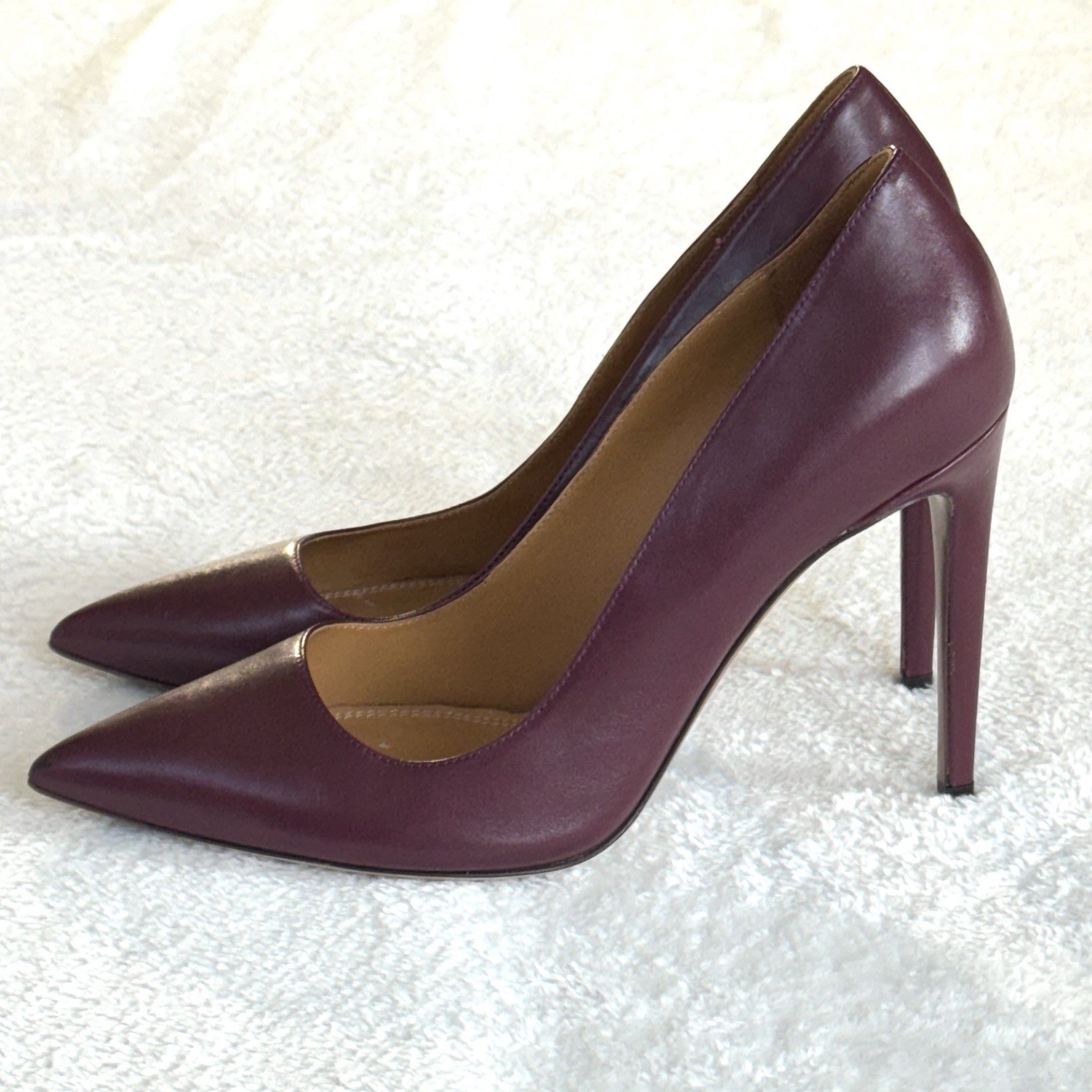 RALPH LAUREN Purple Label Celia Heels Calfskin Leather Pumps Made ITALY Sz 37 B
