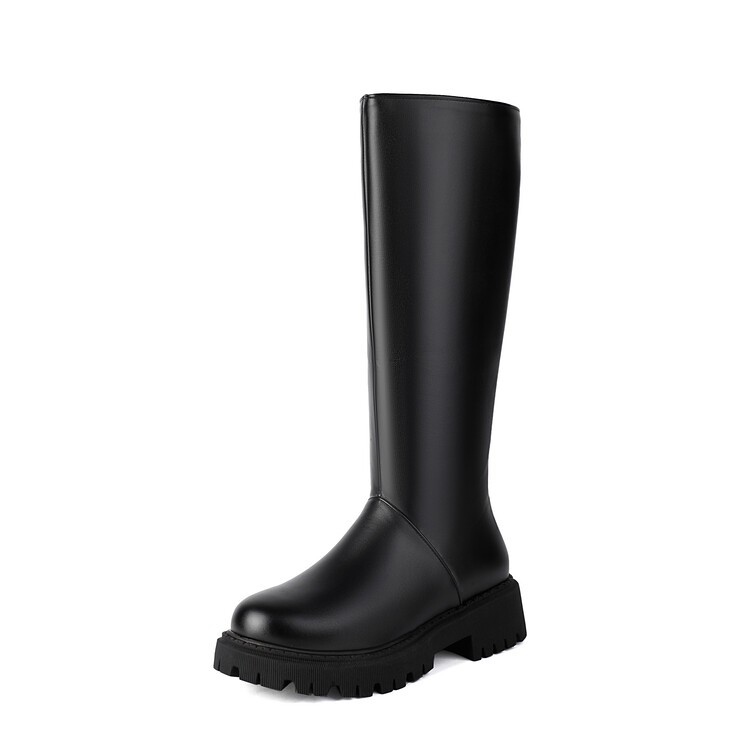 Women’s Faux Leather Mid Calf Knee High Boots Knight Riding Club Western Shoes