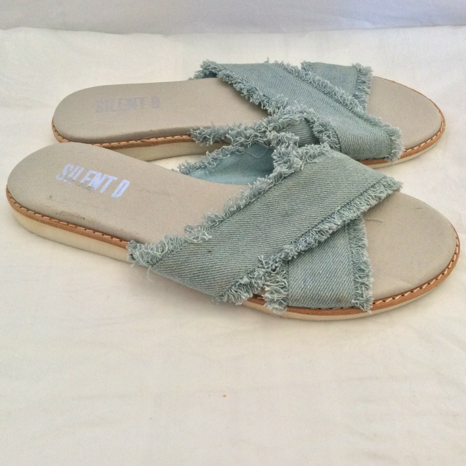 SILENT D new leather Denim sandal slip on flat sandal size 37