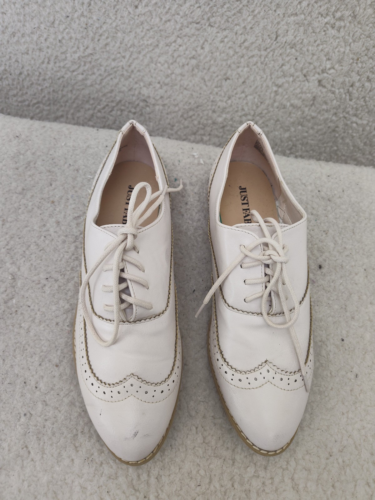JustFab Women Luxton Oxford 7 Cream Lace Up Almond Toe Casual Comfort Shoes