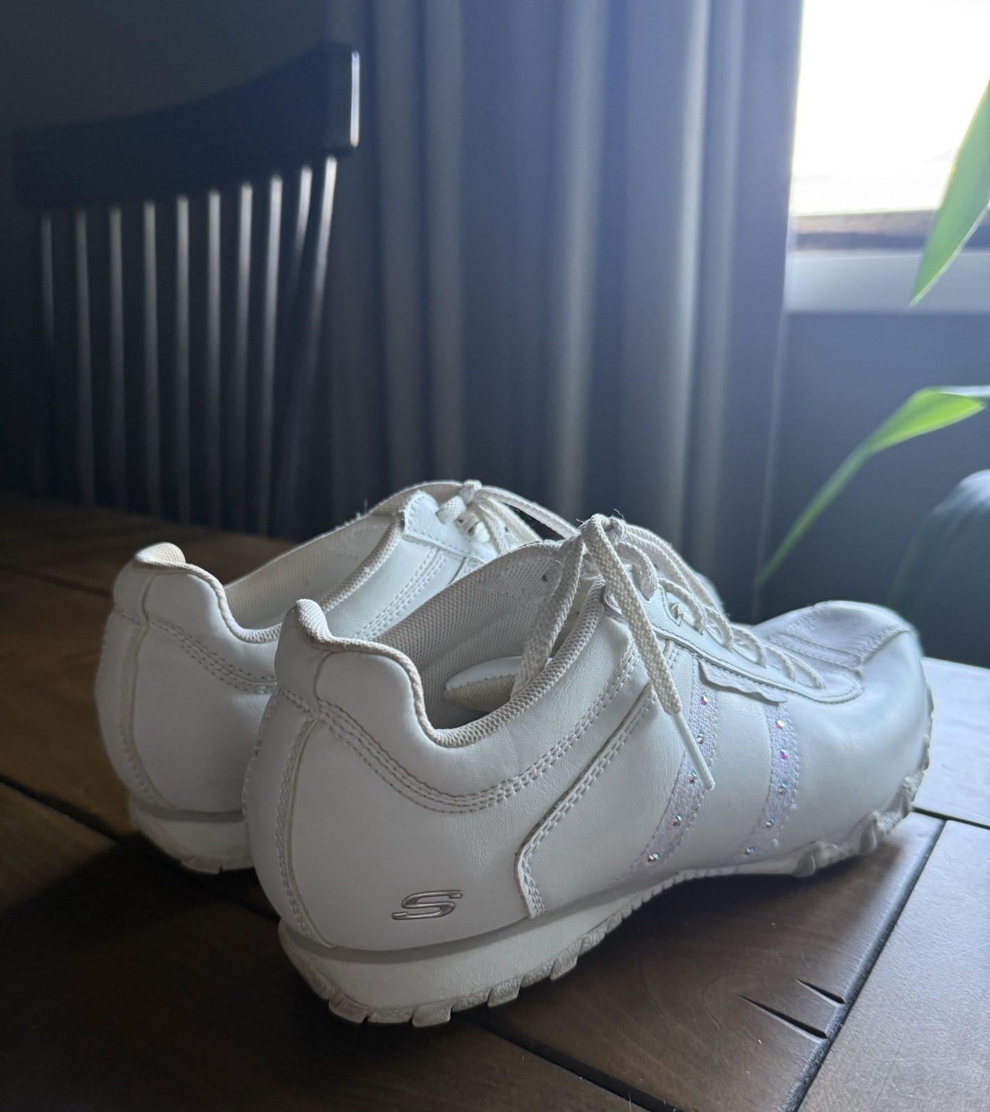 Vintage Skechers White & Silver Bling Dance Cheerleading Gymnastics Band – 7.5