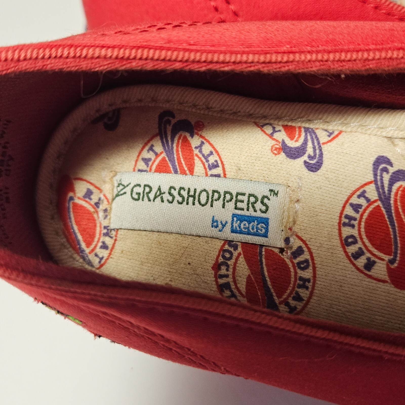 Grasshoppers Keds Womens Red Hat Society Polka Dot Slip-on Wedge Shoes 8.5M