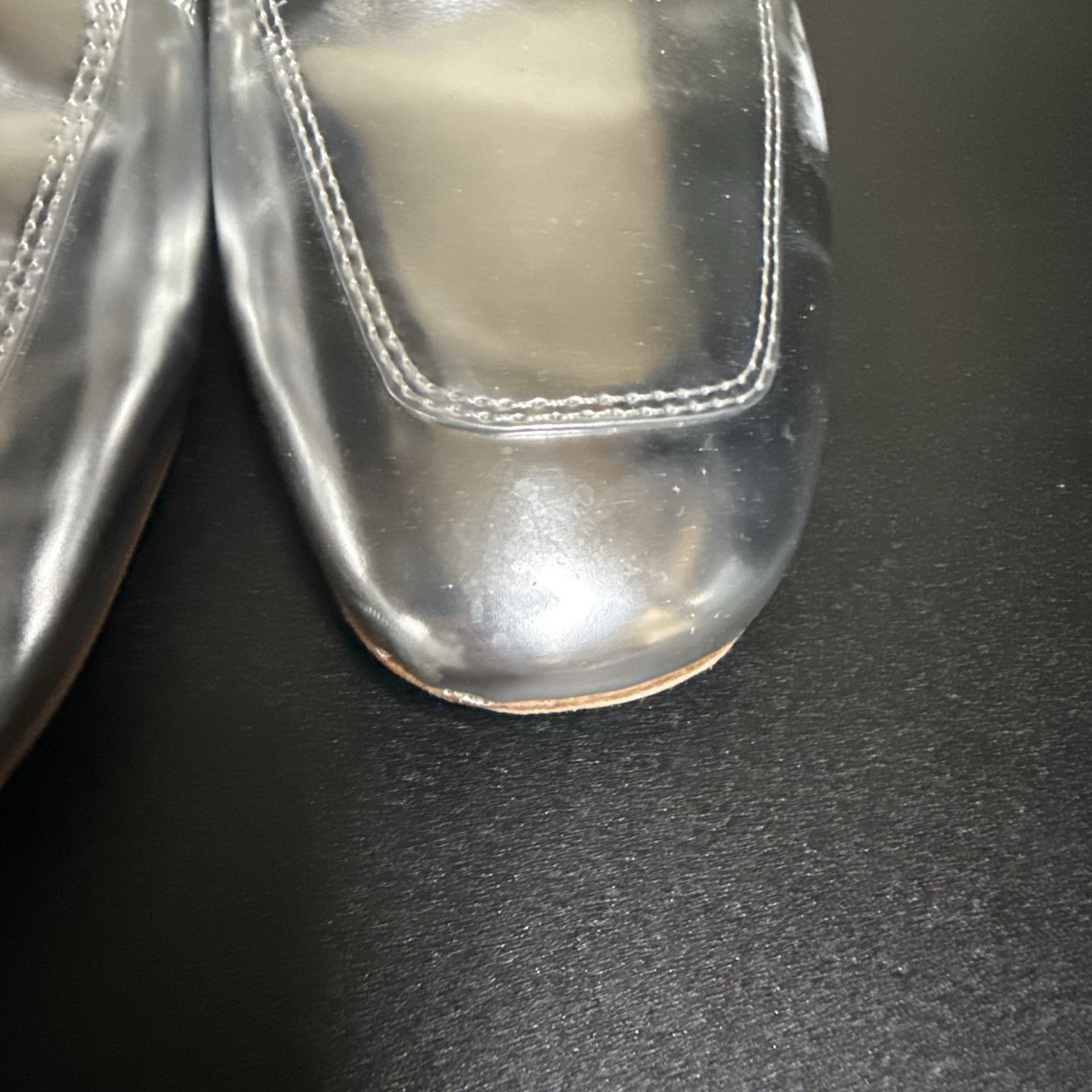 Kate Spade New York Laura Silver Specchio Leather Mules Slides Women Size 10M