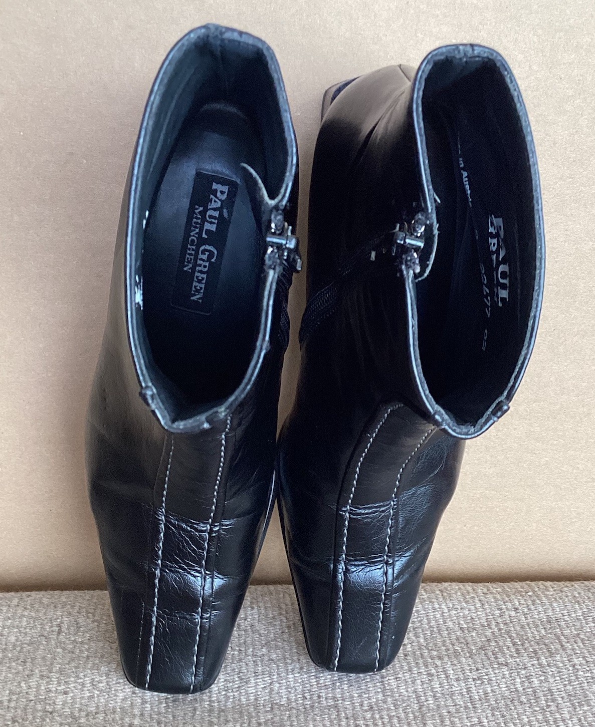 Paul Green Women’s Black Leather Ankle Boots Sz 5.5 Made in Austria Zip Comfort