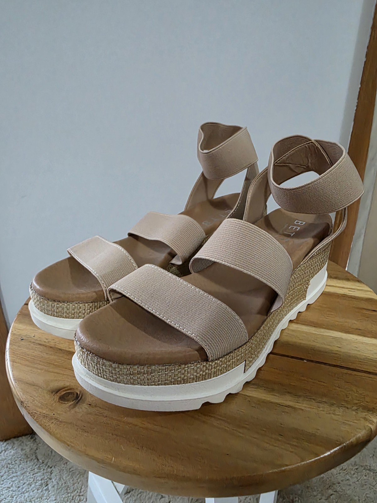 Betts Bandit 2 Wedge Sandals – Nude Elastic Raffia size AU US 7 EU 38