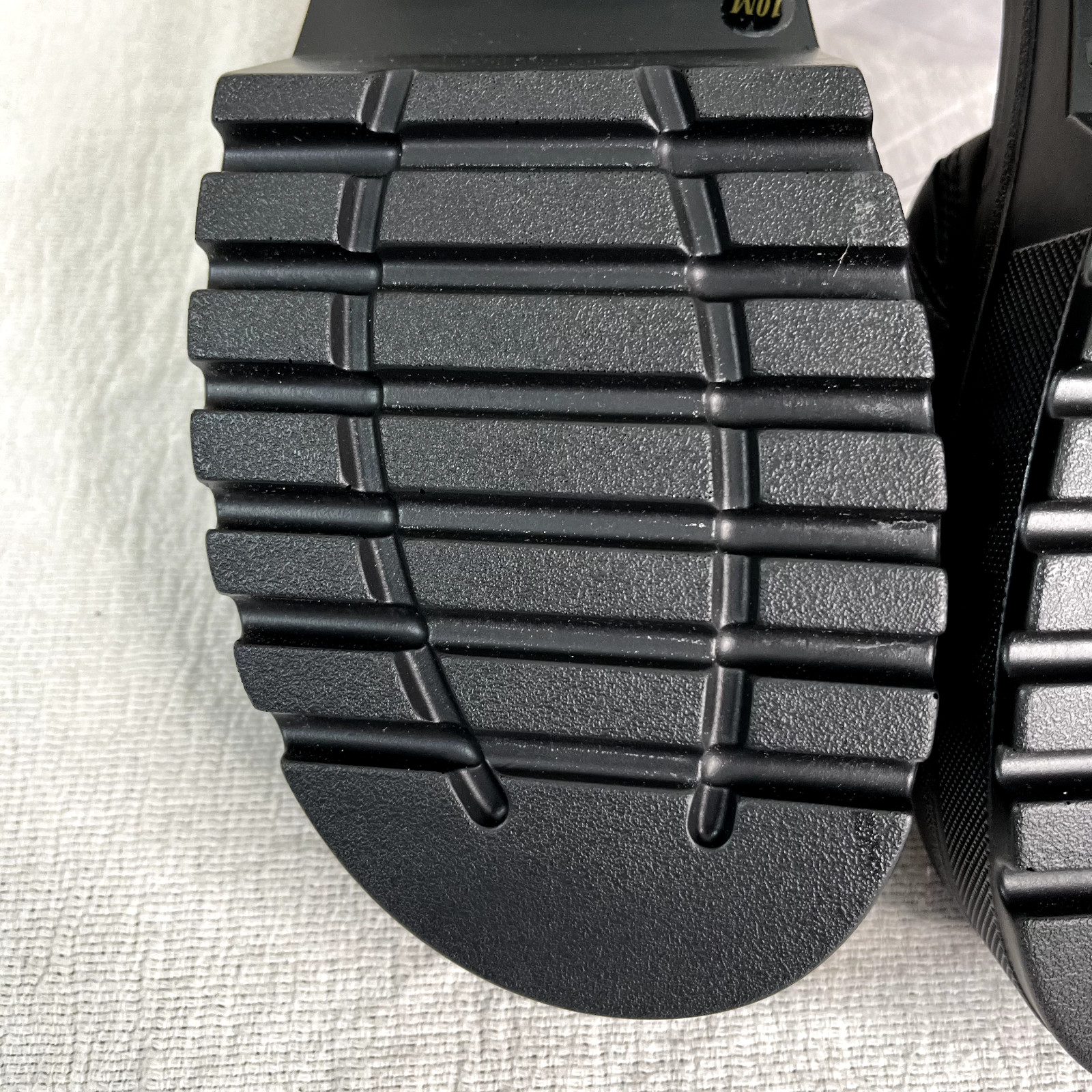 Leather Black Padded Lug Sole Platform Slide Sz 10 Womens Chunky Punk Grunge NEW