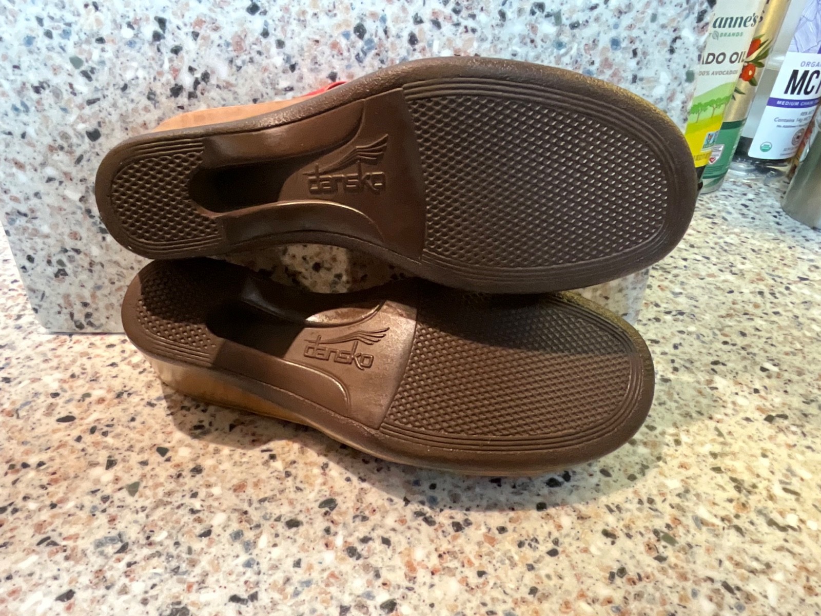 DANSKO AVRIL RED LEATHER SANDALS SIZE 8.5/39 PORTUGAL SLIDES WEDGE HEEL