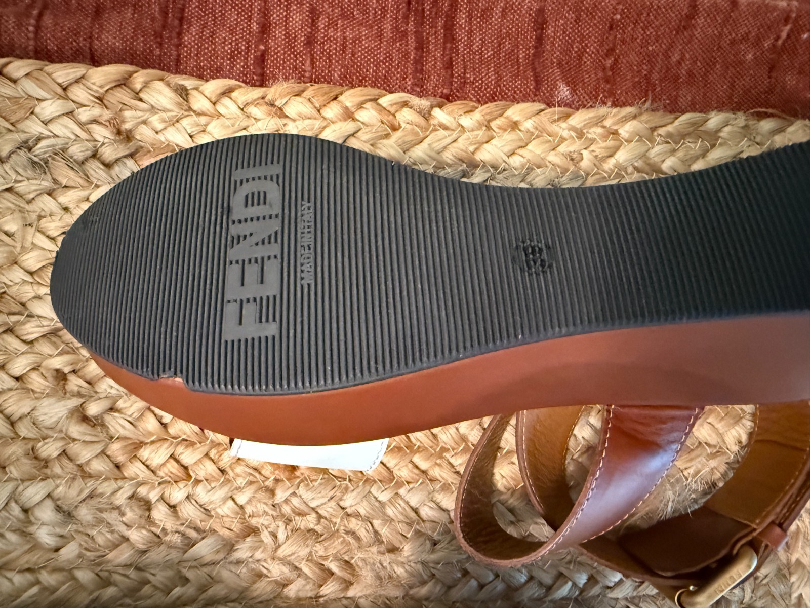 FENDI Two-tone Brown White Leather Platform Wedge Sandals Designer Clean 9/39