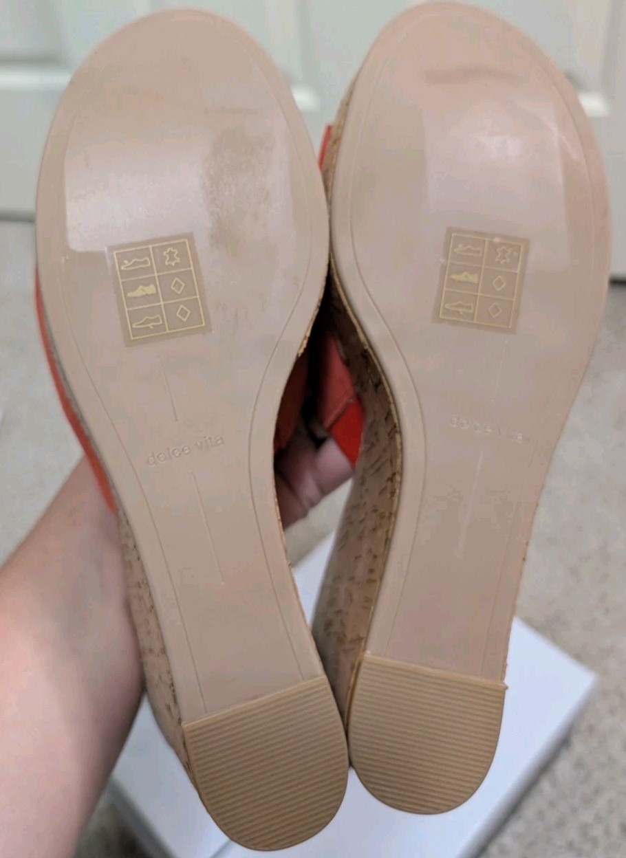 Dolce Vita Women’s Orange Suede Wedge Slide Sandals Slip-On Straps US 9.5